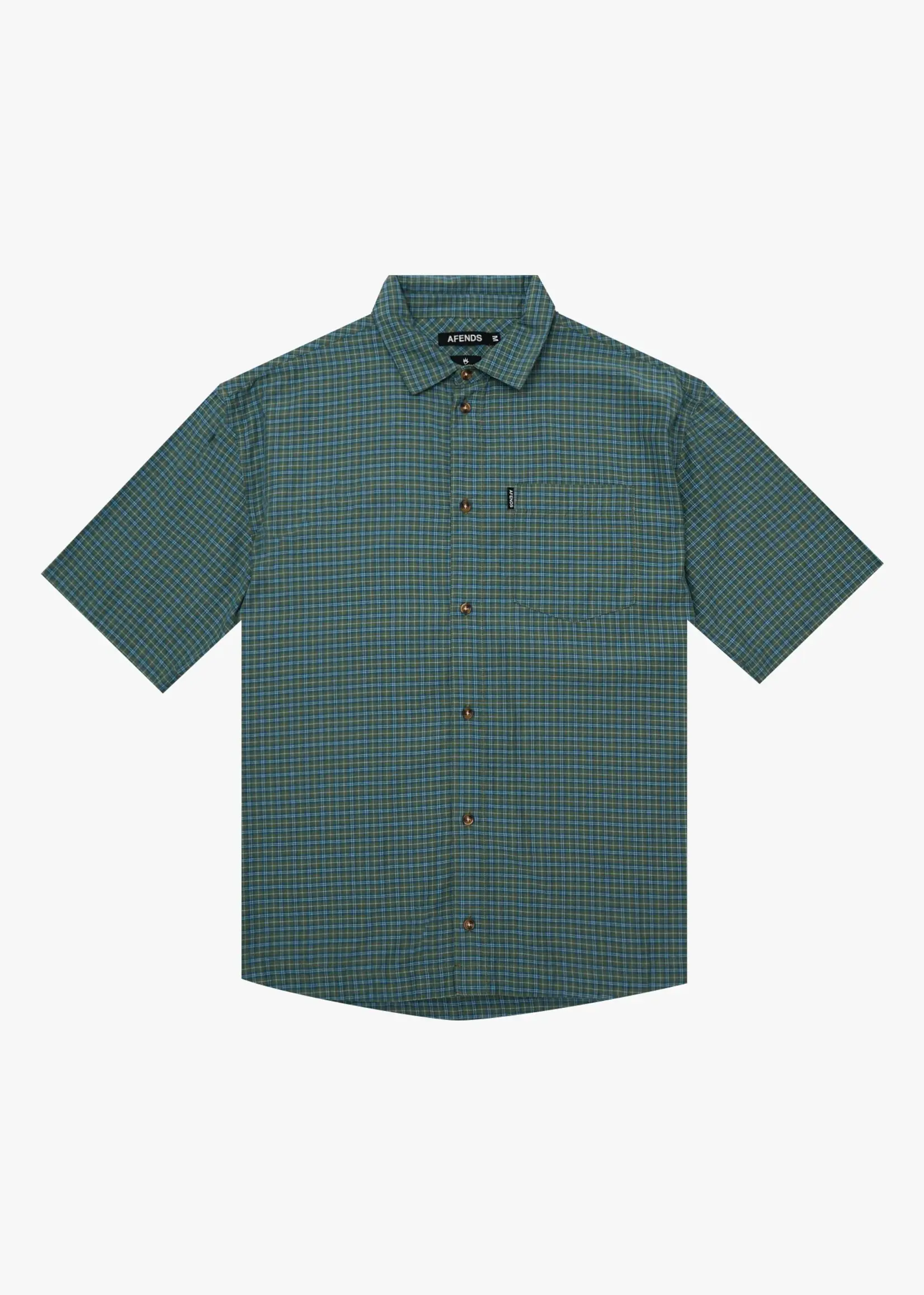 Afends Voyager Short Sleeve Shirt - Deep Olive Check