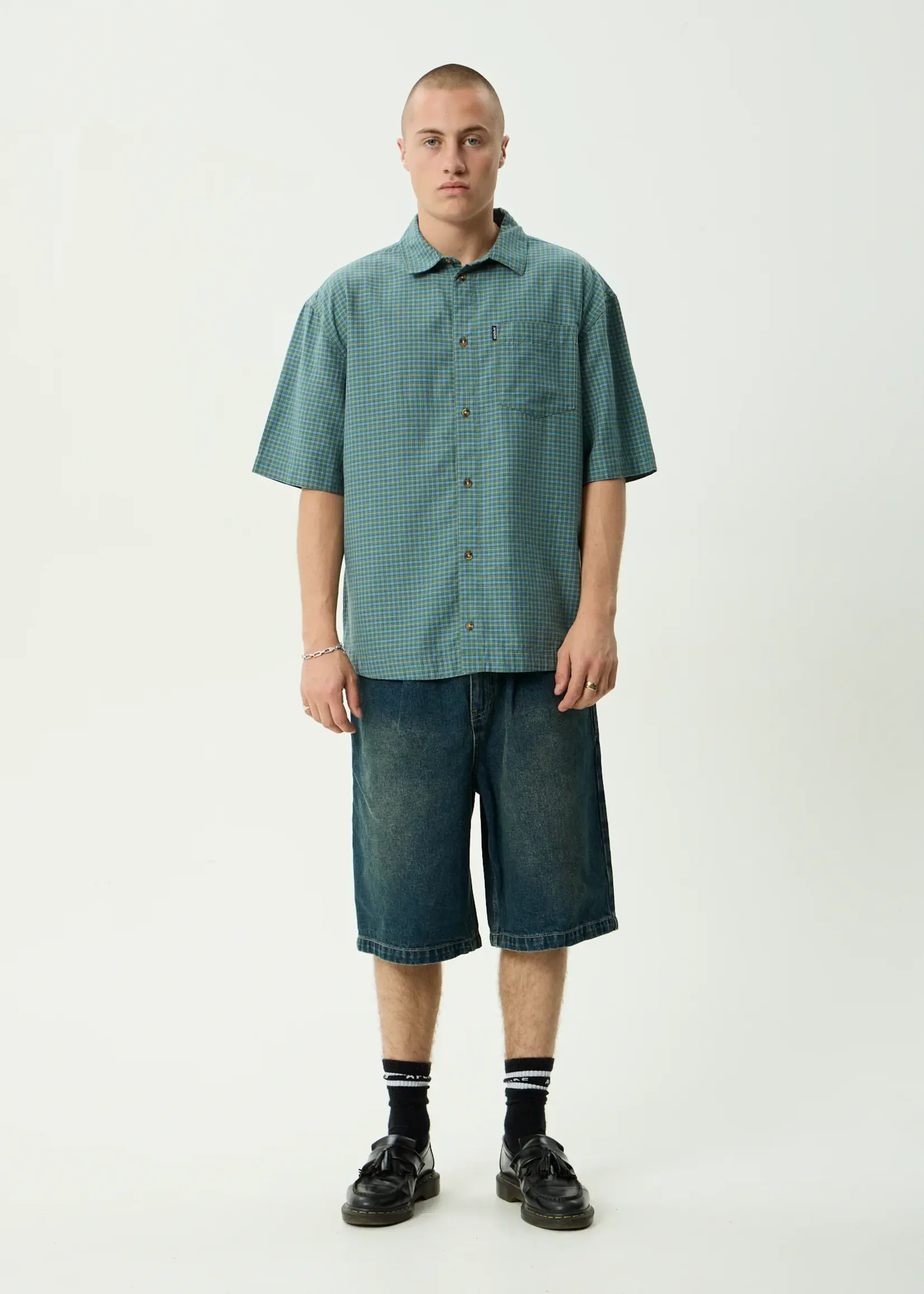 Afends Voyager Short Sleeve Shirt - Deep Olive Check