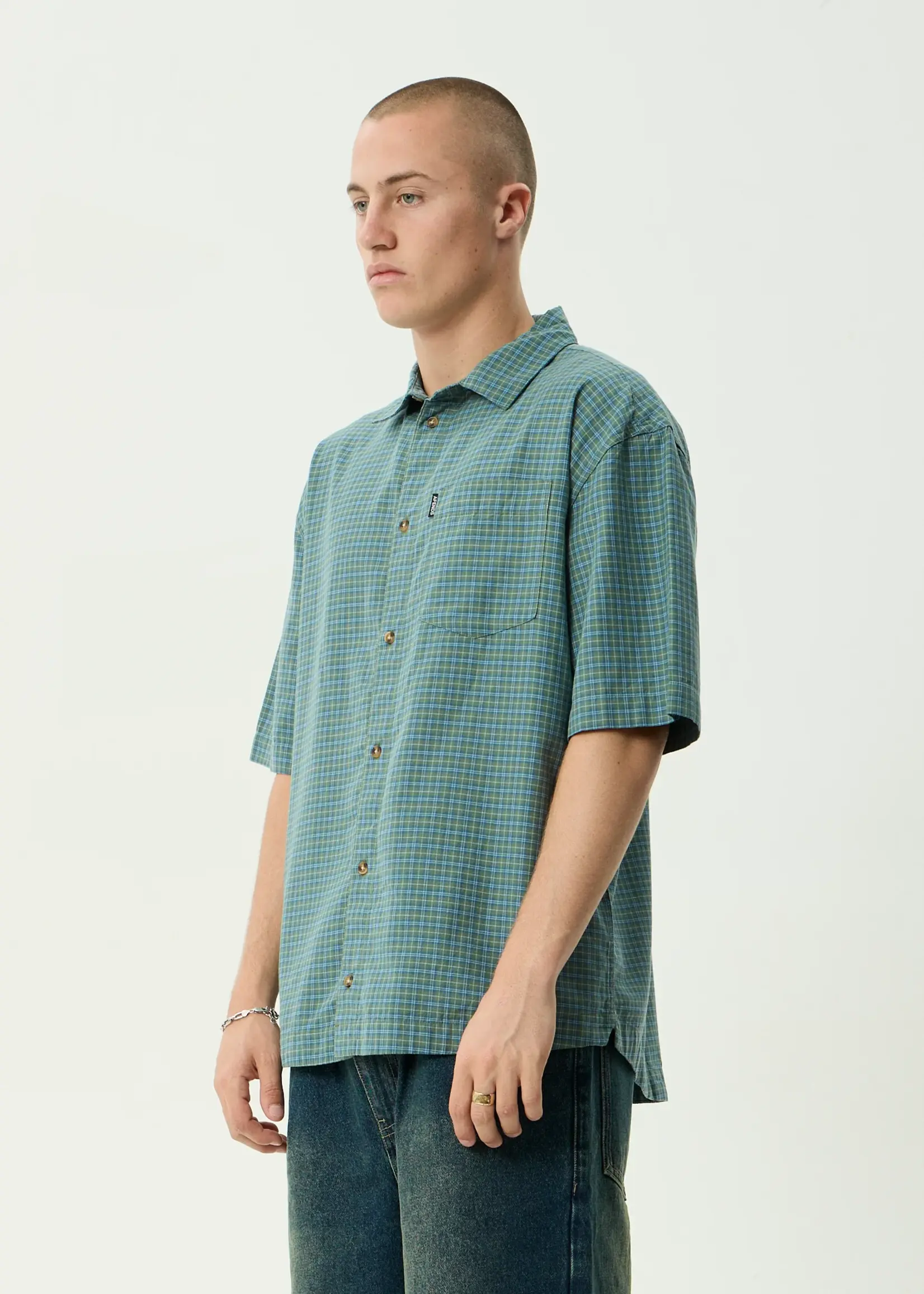 Afends Voyager Short Sleeve Shirt - Deep Olive Check