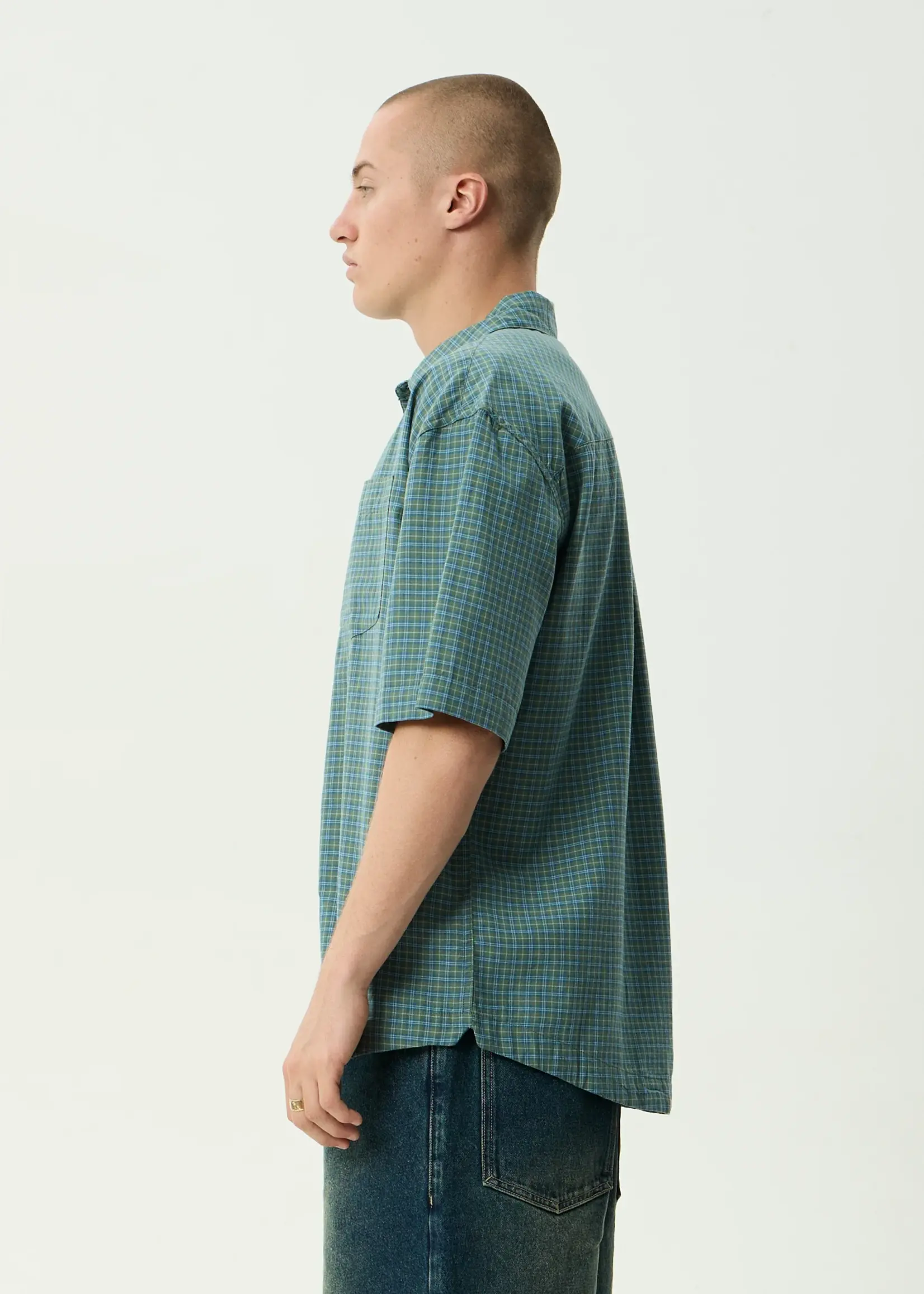 Afends Voyager Short Sleeve Shirt - Deep Olive Check