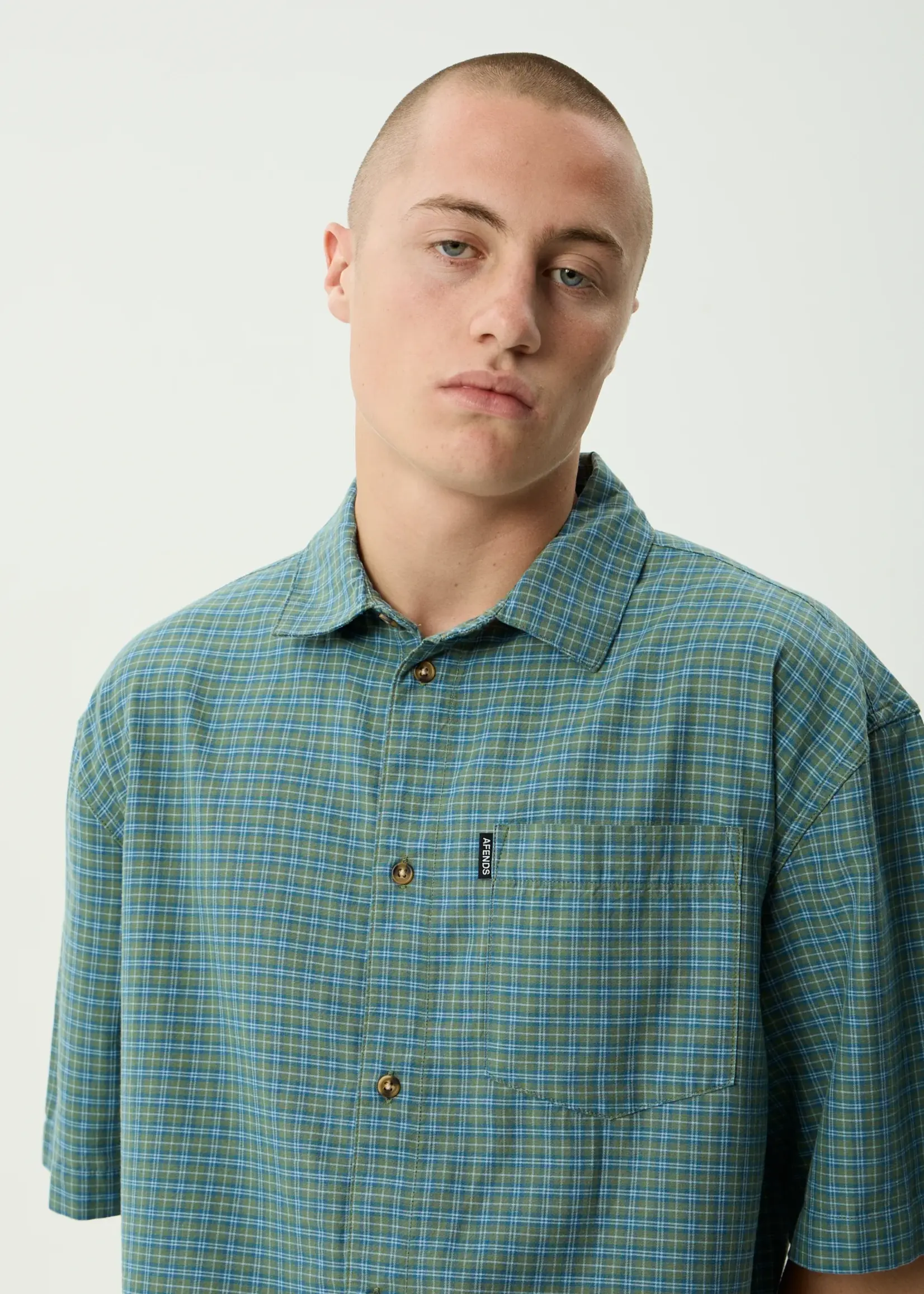 Afends Voyager Short Sleeve Shirt - Deep Olive Check