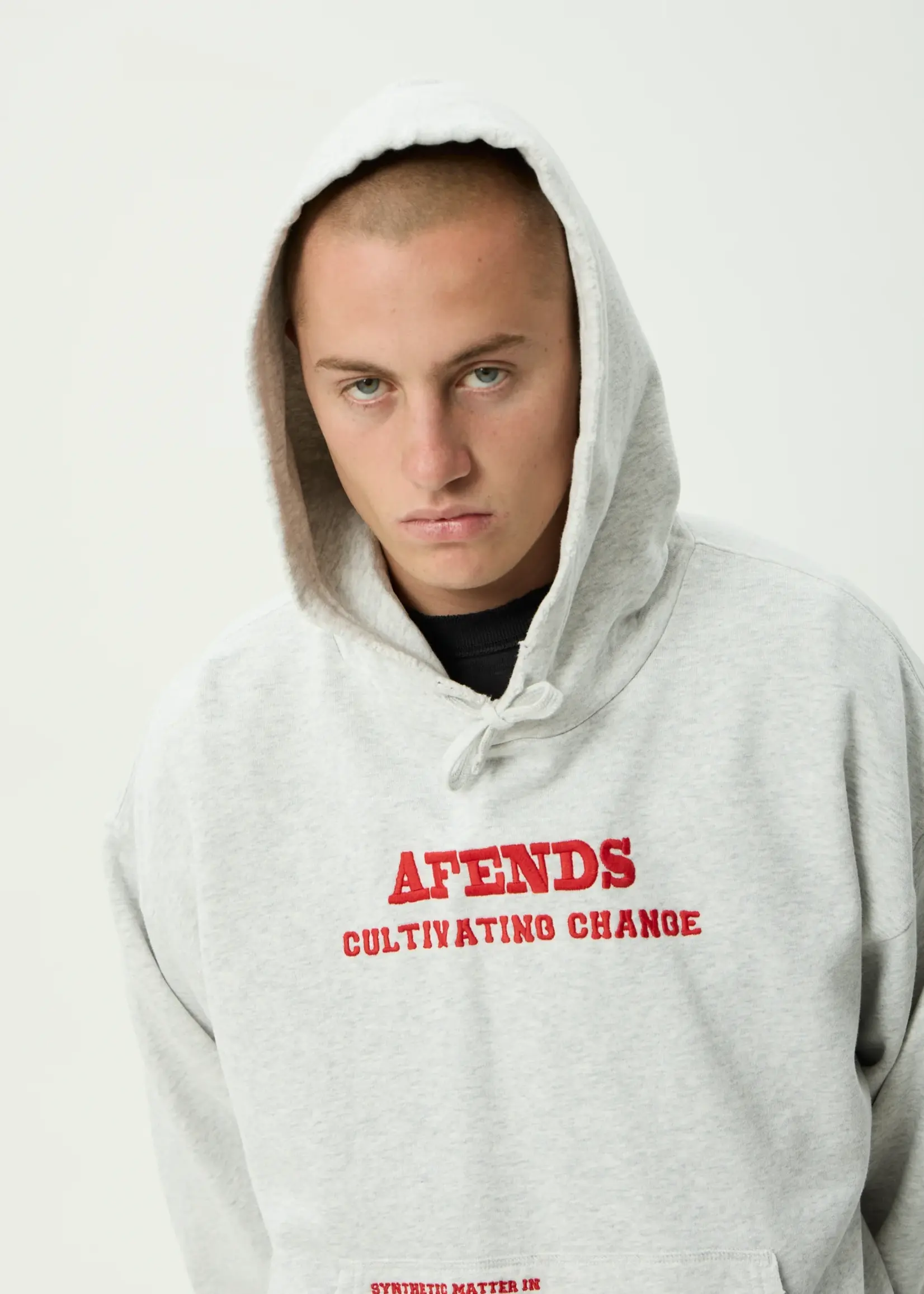 Afends Wonders Boxy Pull On Hood - Grey Marle