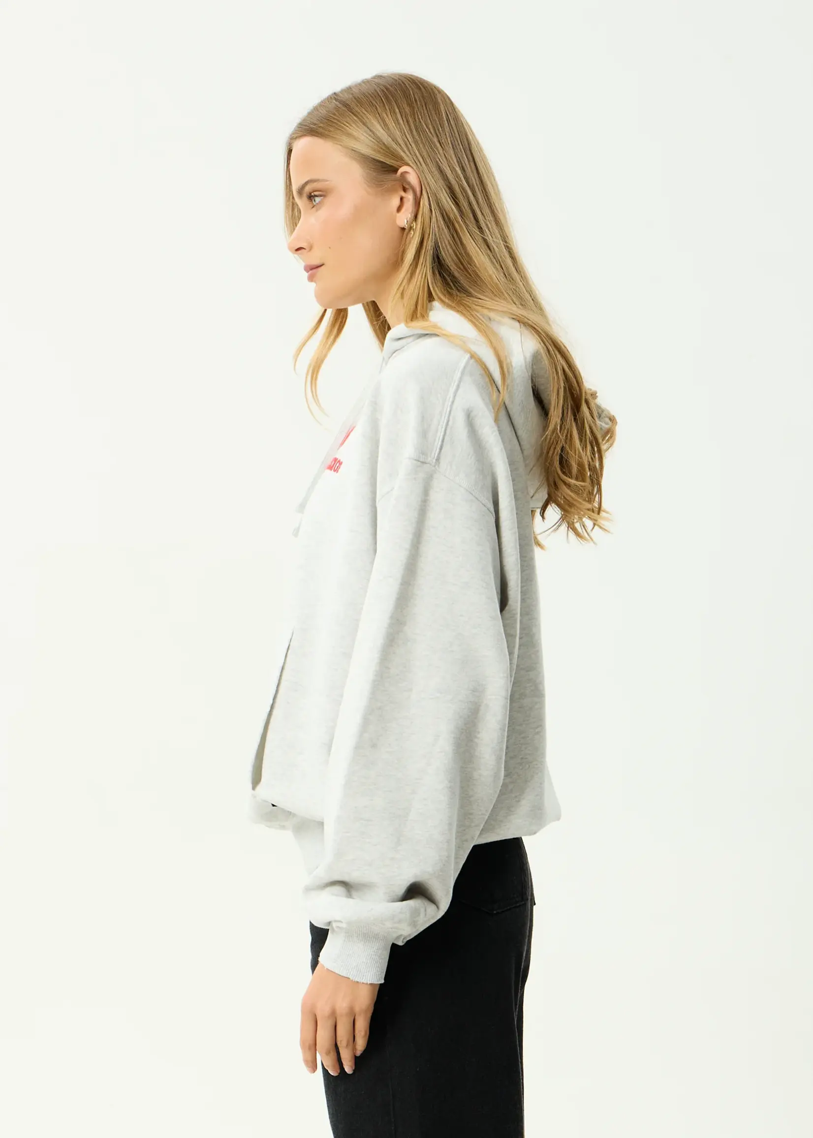 Afends Wonders Boxy Pull On Hood - Grey Marle