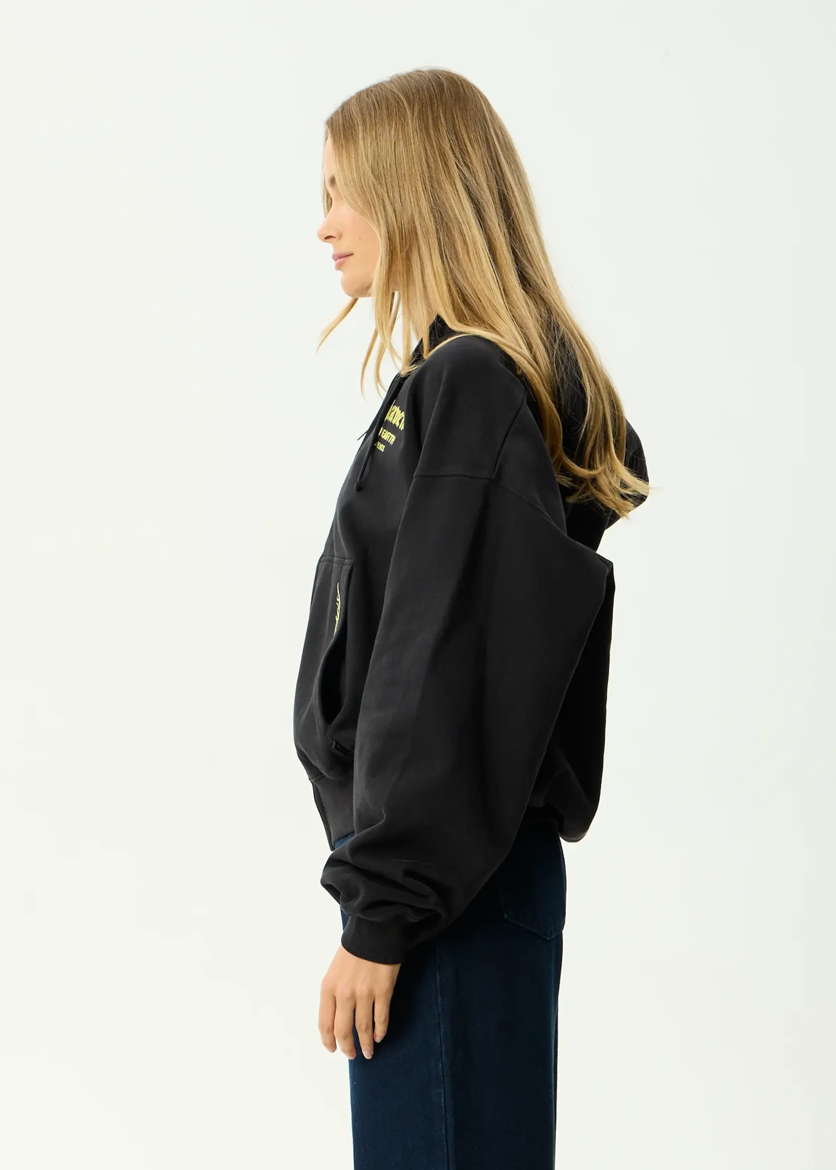 Afends Heaven Boxy Zip Hood - Stone Black