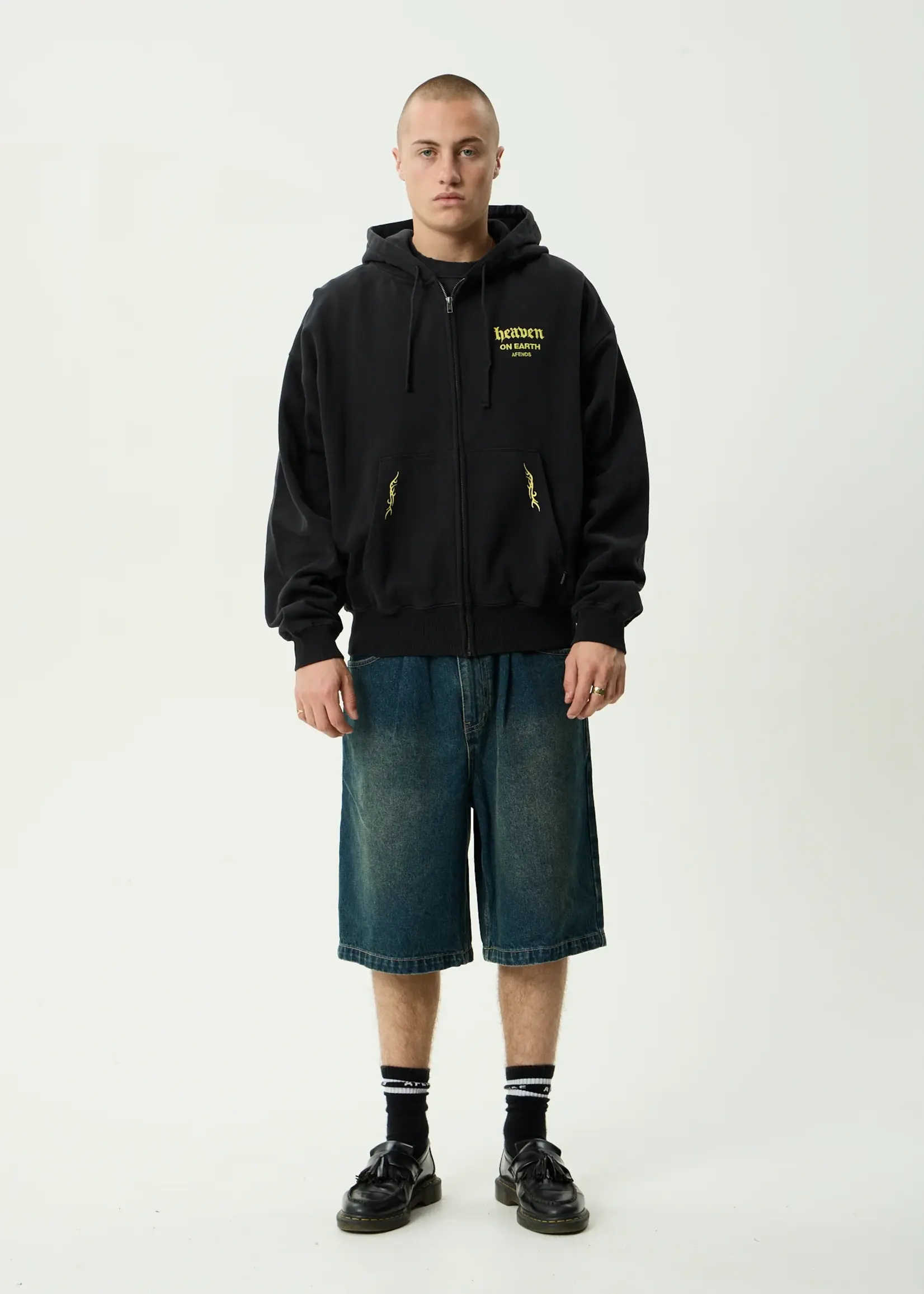 Afends Heaven Boxy Zip Hood - Stone Black