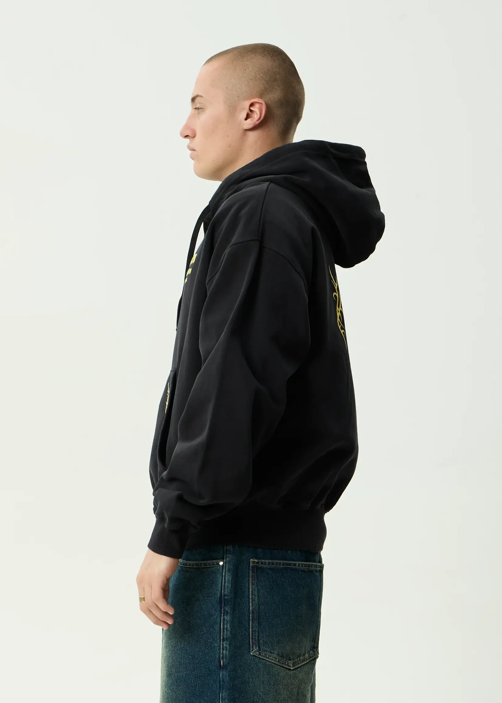 Afends Heaven Boxy Zip Hood - Stone Black