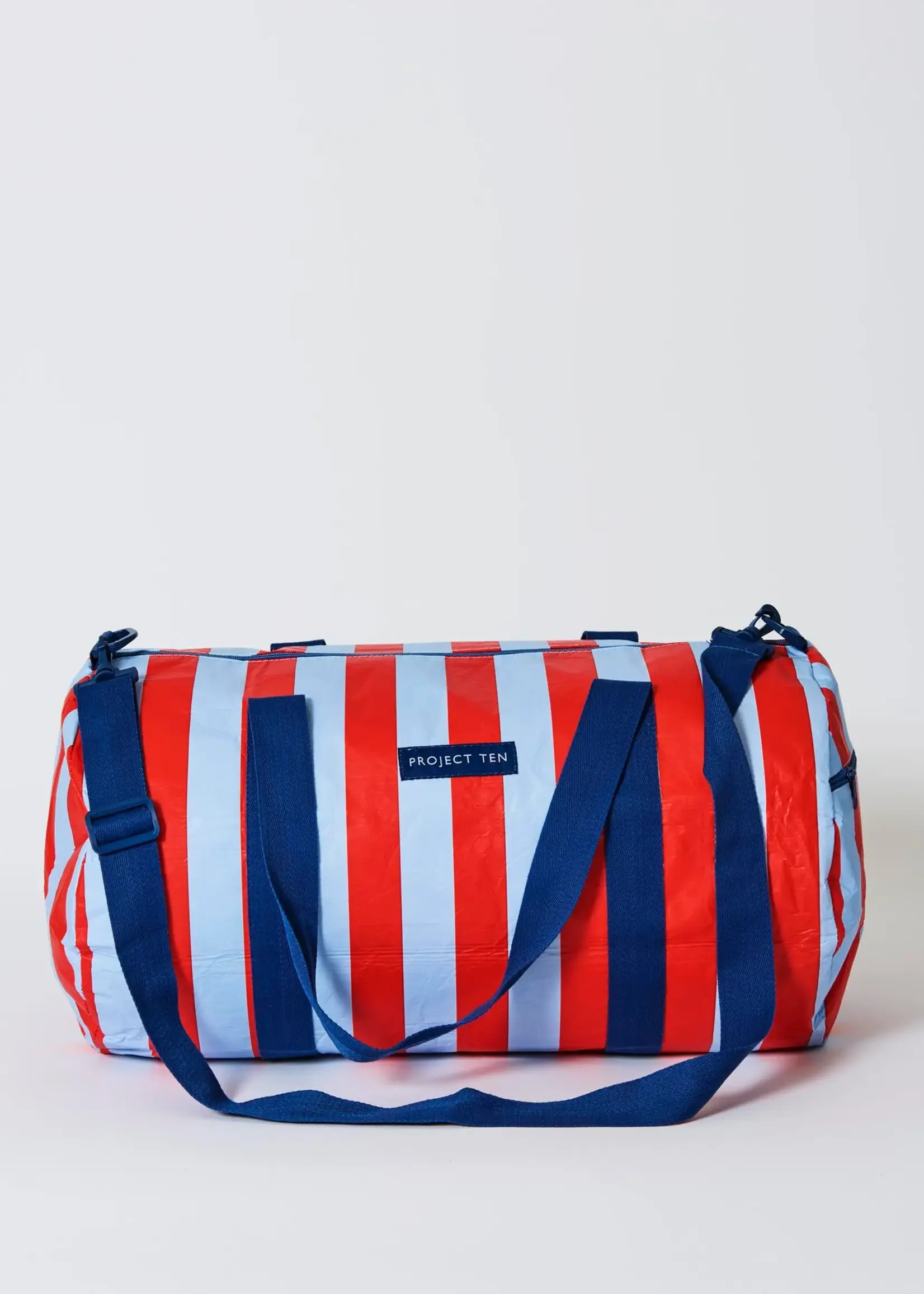 Barrel Bag - Red Blue Stripe