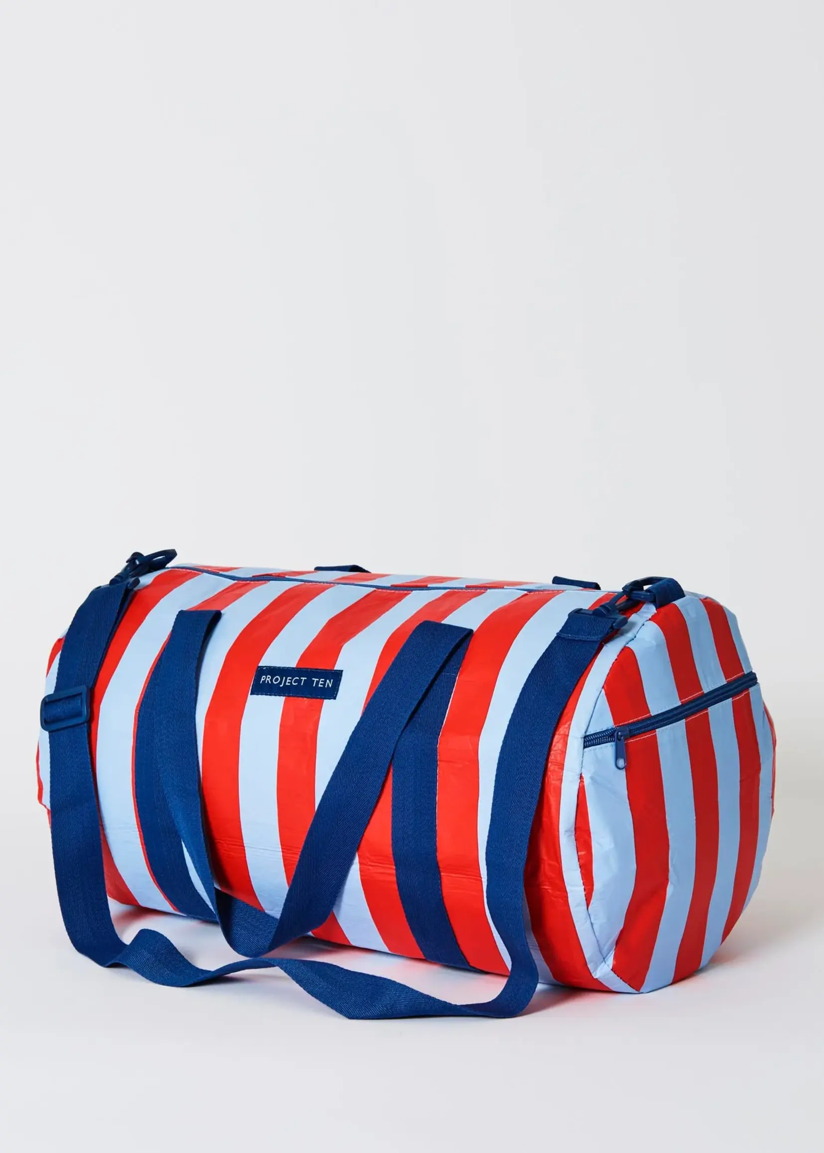 Barrel Bag - Red Blue Stripe
