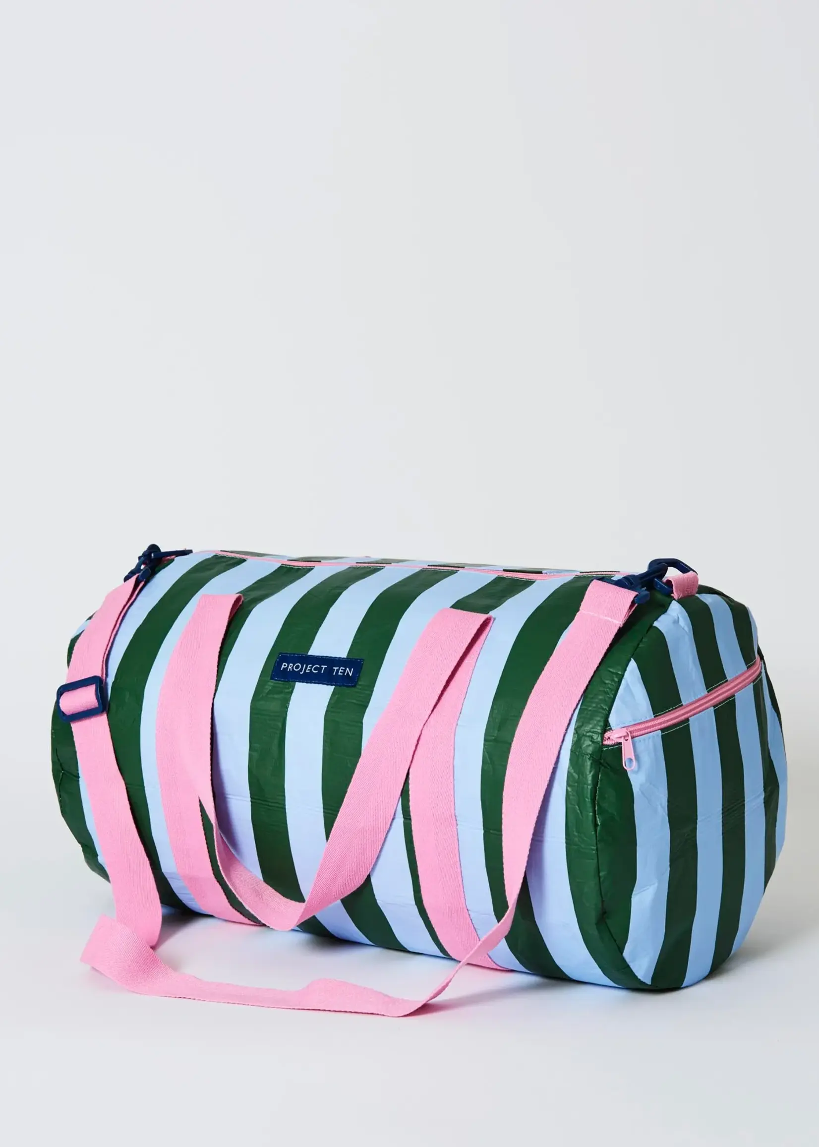 Project Ten Barrel Bag - Green Blue Stripe
