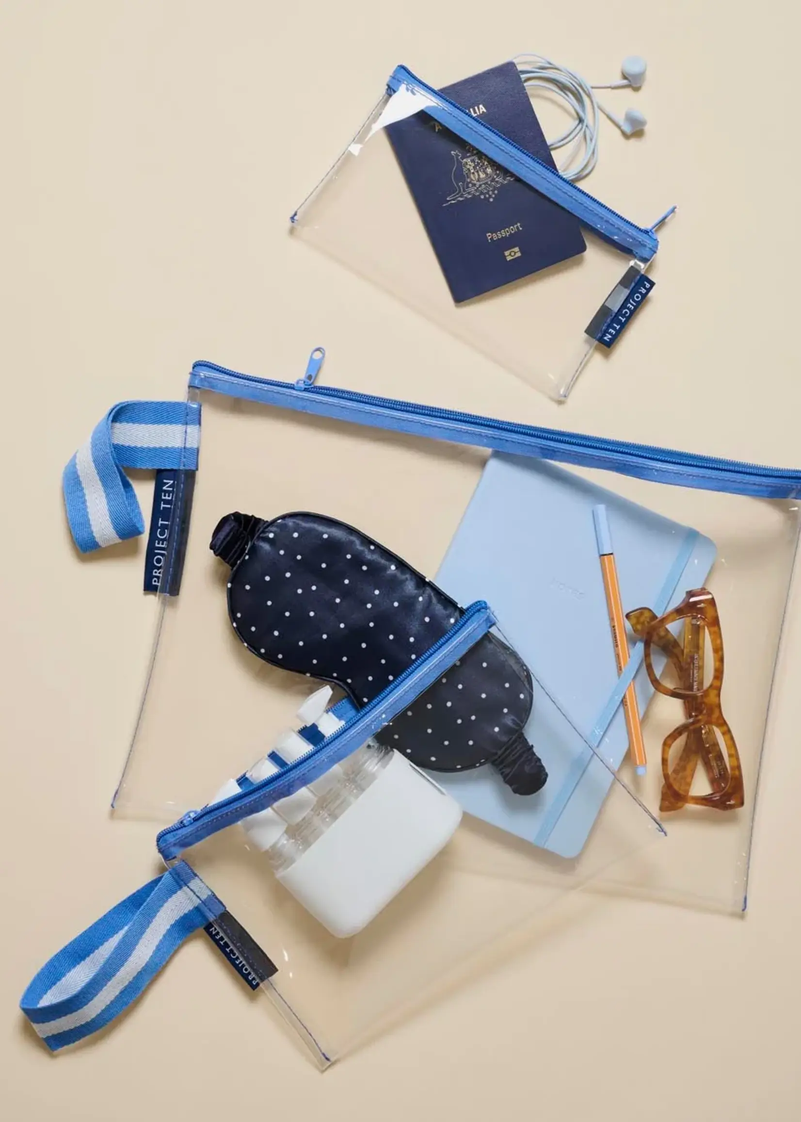 Clear Zip Pouch Bundle - Blue