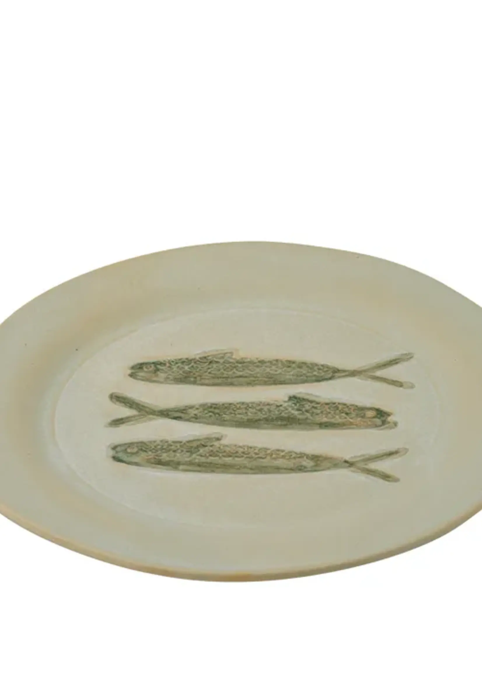 Riva Round PLate Ivory/Green 27.5