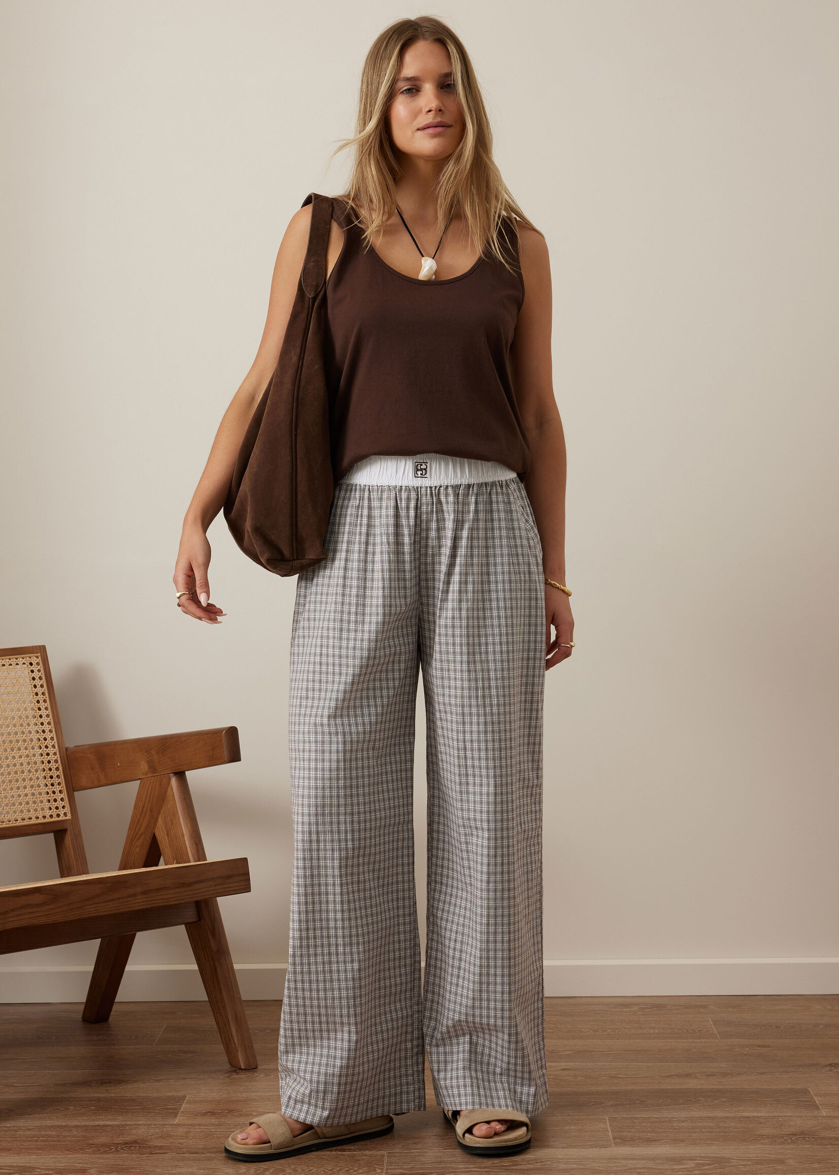 Ceres Life The Lounge Pant/Wine Choc Blue Check