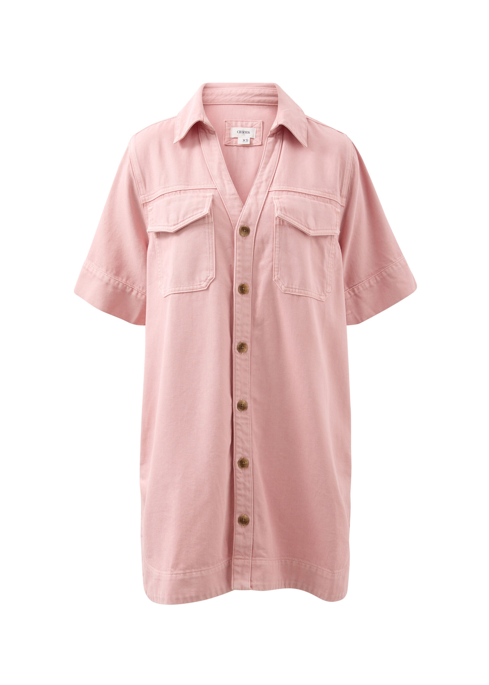 Ceres Life Sammy Relaxed Shirt Dress - Washed Pink