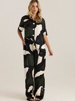 Sass Tarni Satin Pant - Iris Abstract Print Black