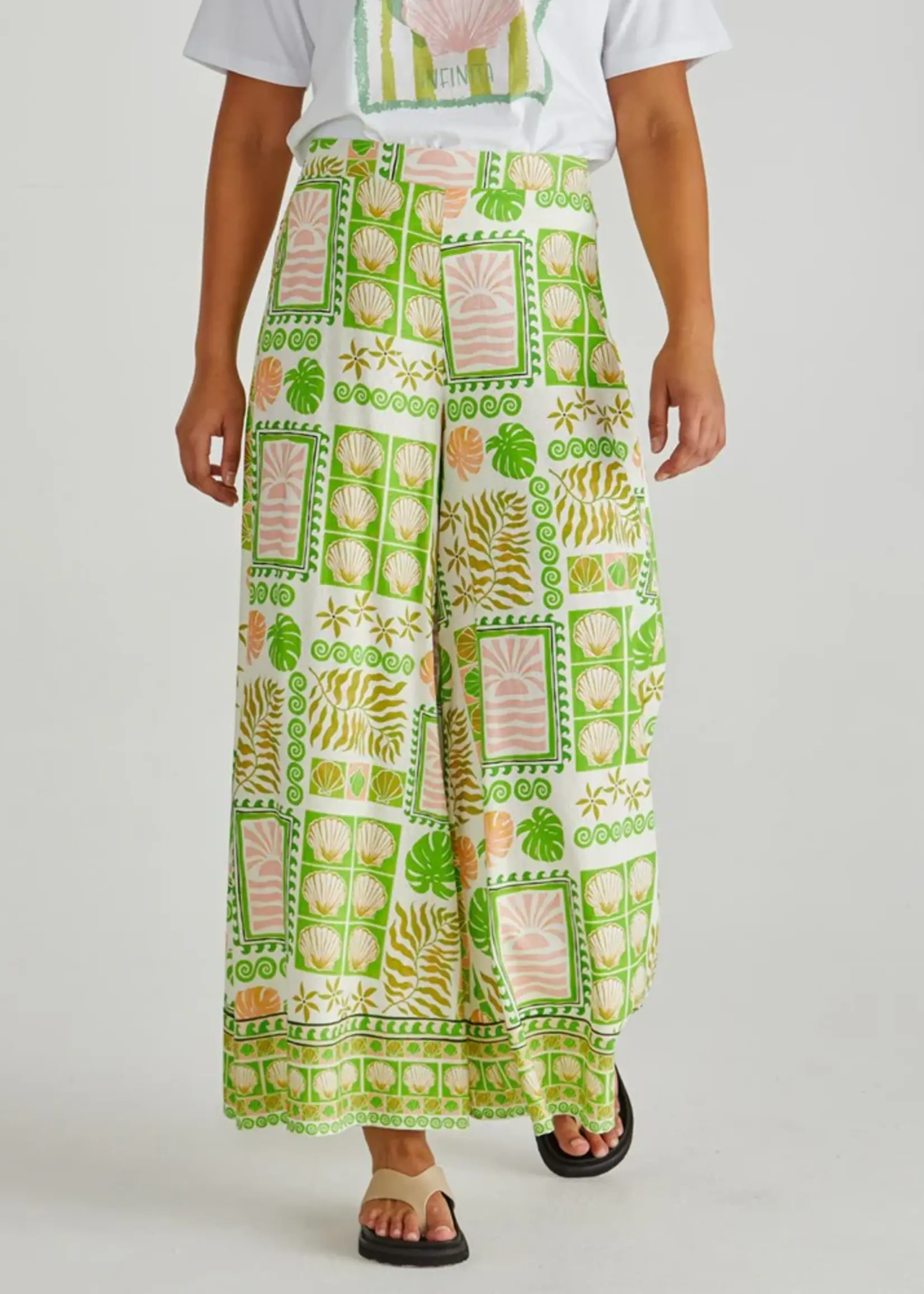 Emmett Wide Leg Pant - Shell Print