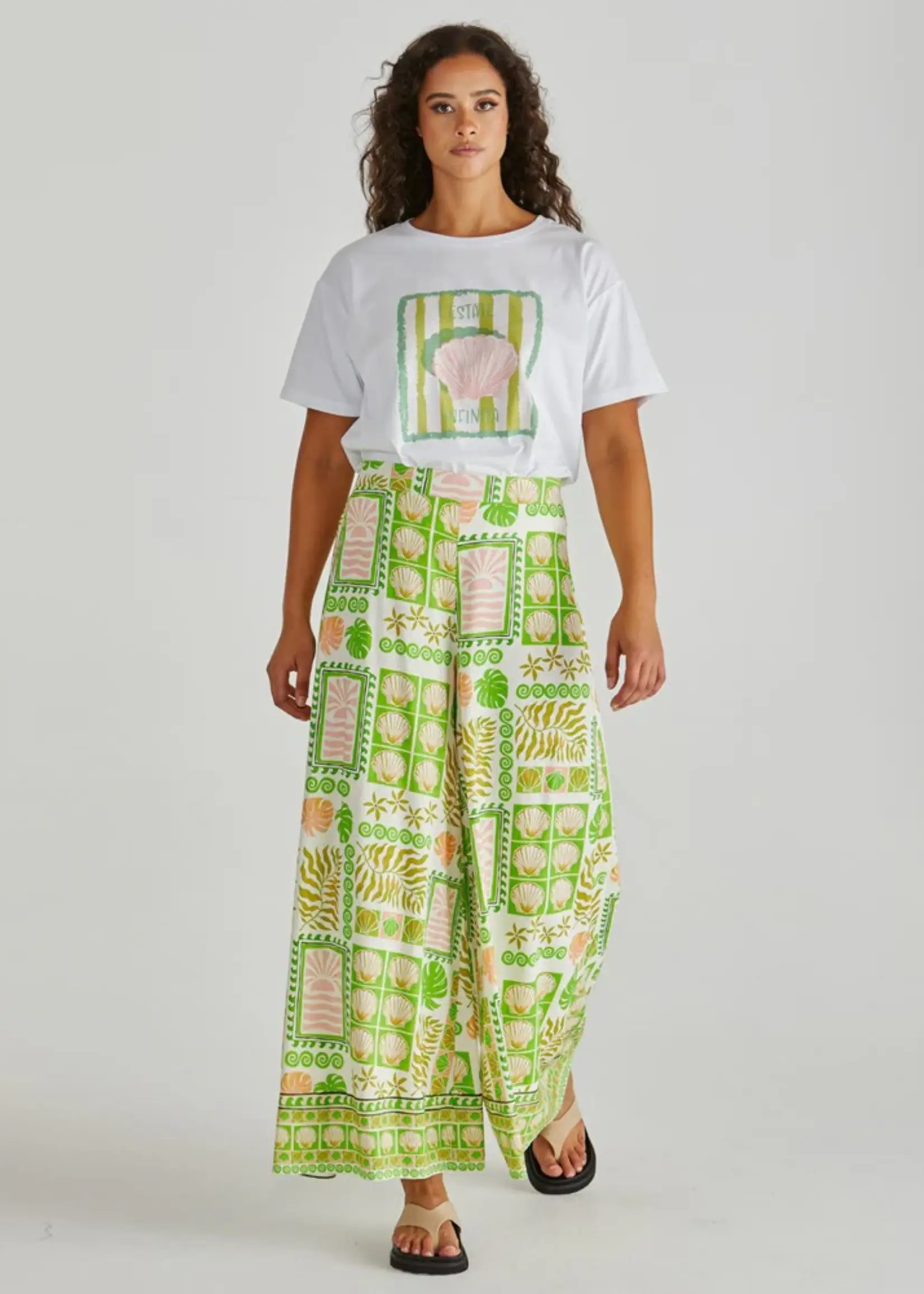 Emmett Wide Leg Pant - Shell Print
