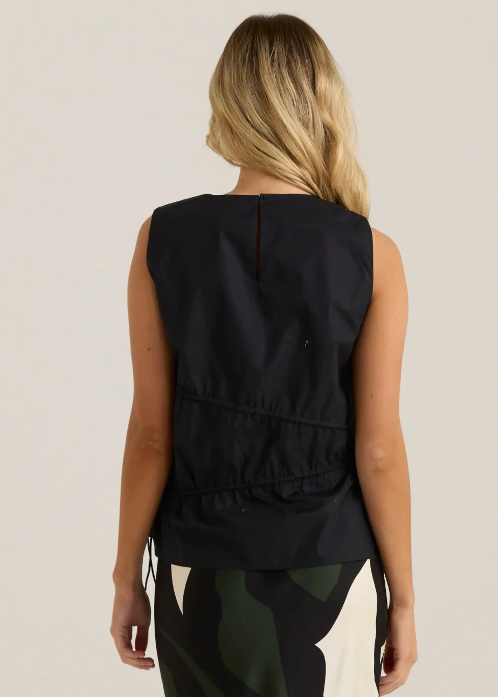 Elin Gathered Tie Top - Black