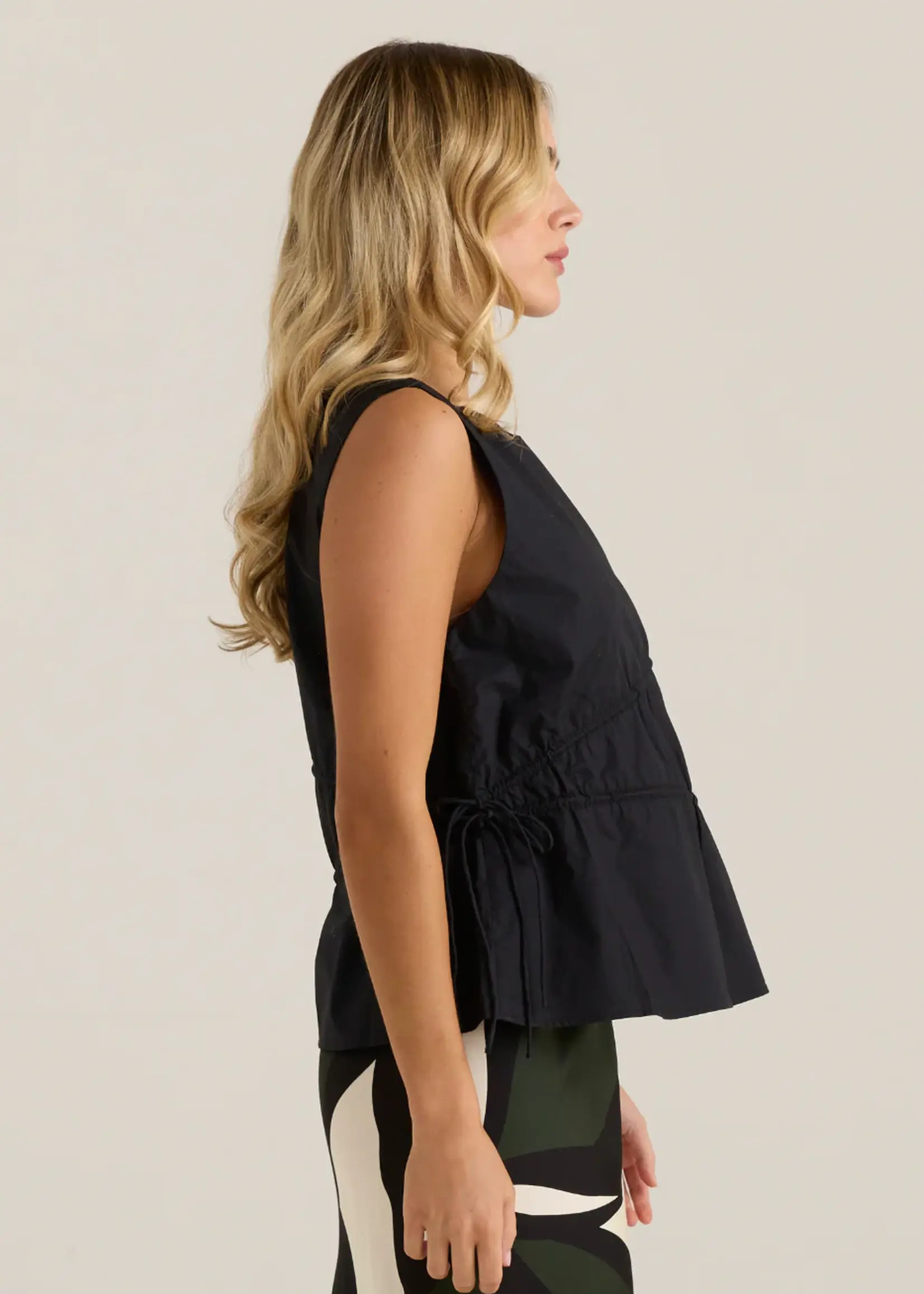 Sass Elin Gathered Tie Top - Black