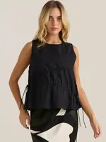Sass Elin Gathered Tie Top - Black
