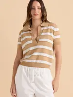 Betty Basic Salford Knit Polo - Beige/White