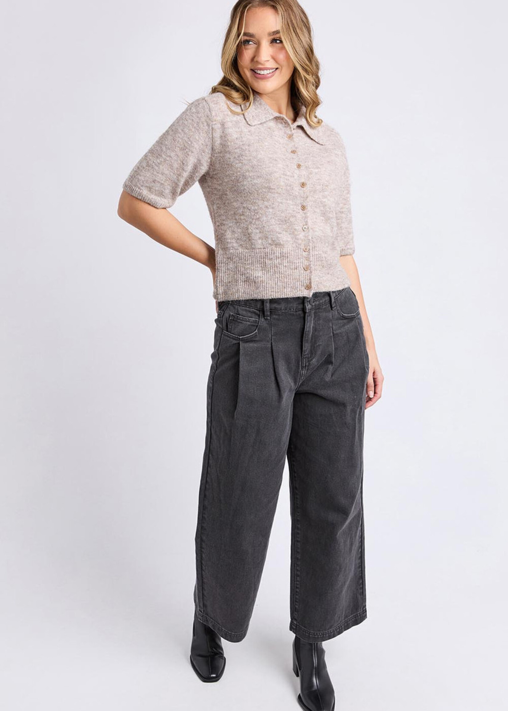 Foxwood Fernie Button Knit - Oatmeal