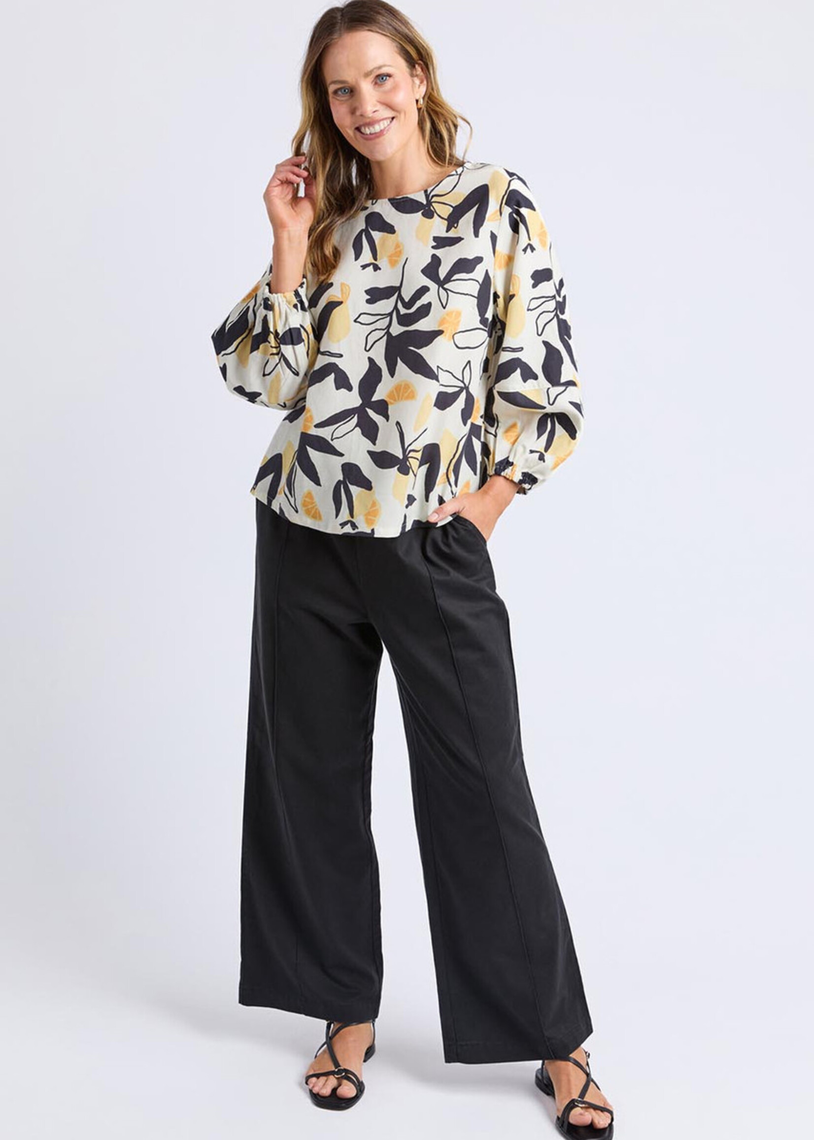 Elm Lifestyle Limone Top - Limone Leaf Print