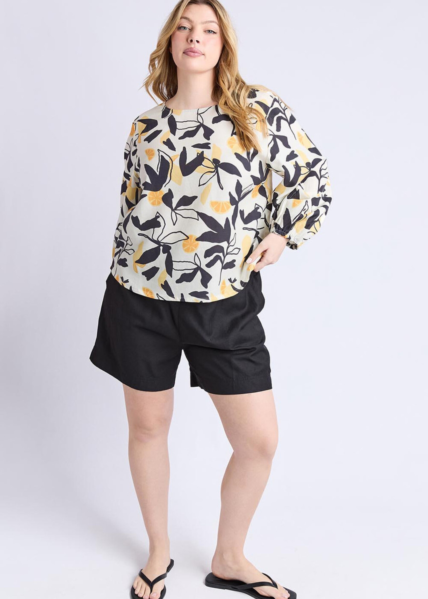 Elm Lifestyle Limone Top - Limone Leaf Print