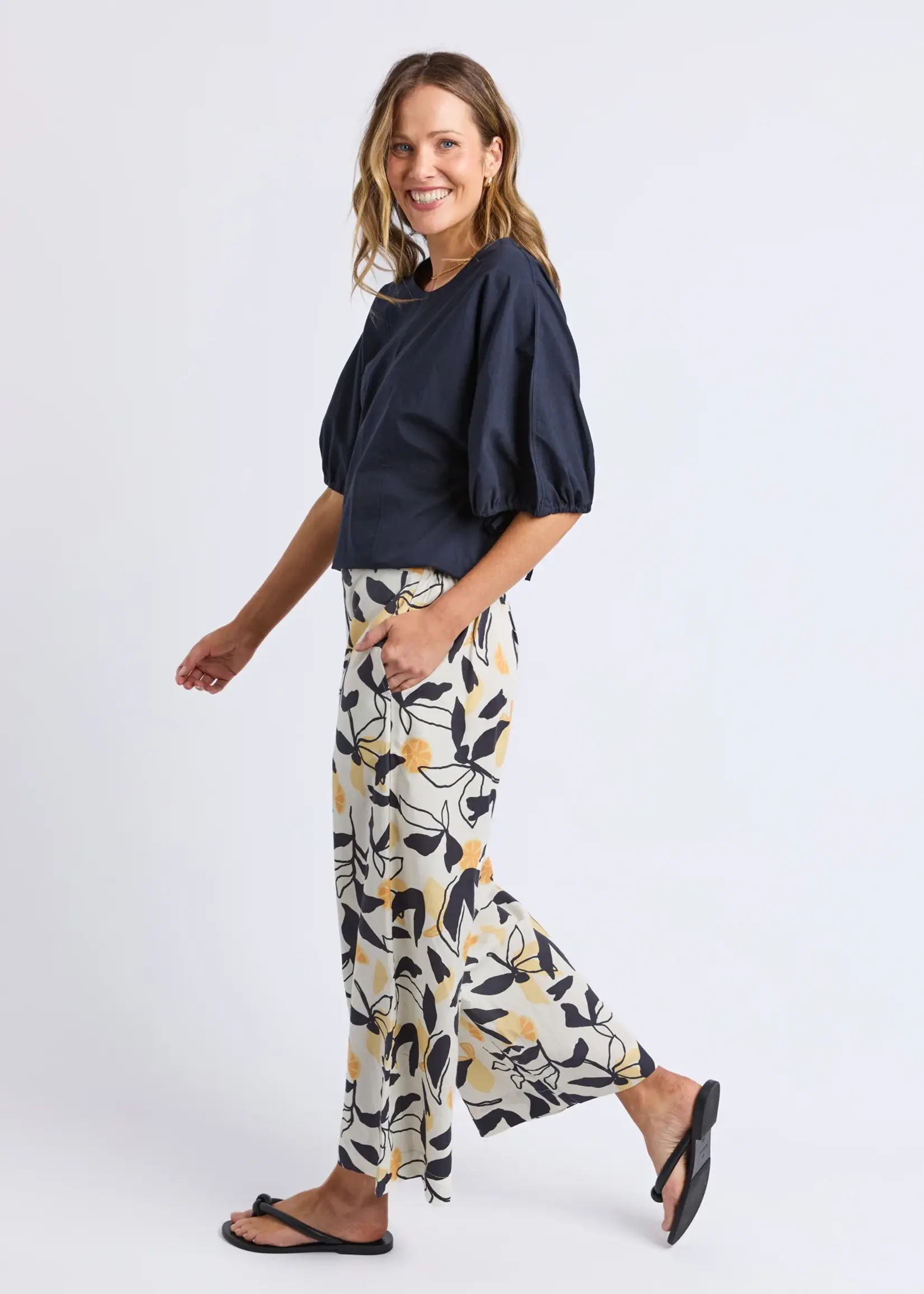 Elm Lifestyle Limone Pant - Limone Leaf Print