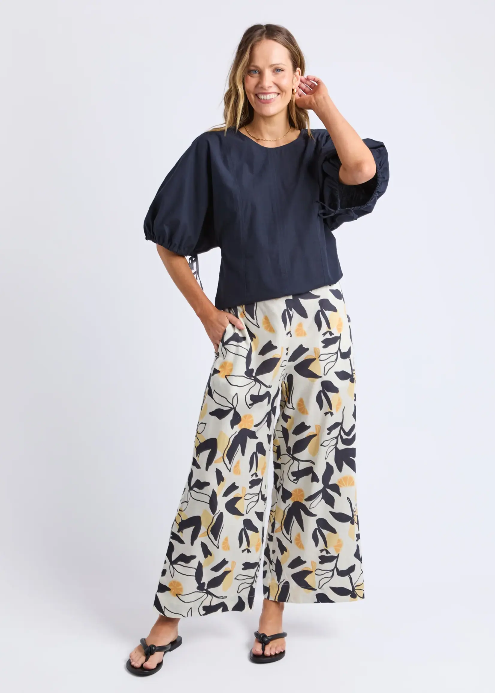 Elm Lifestyle Limone Pant - Limone Leaf Print
