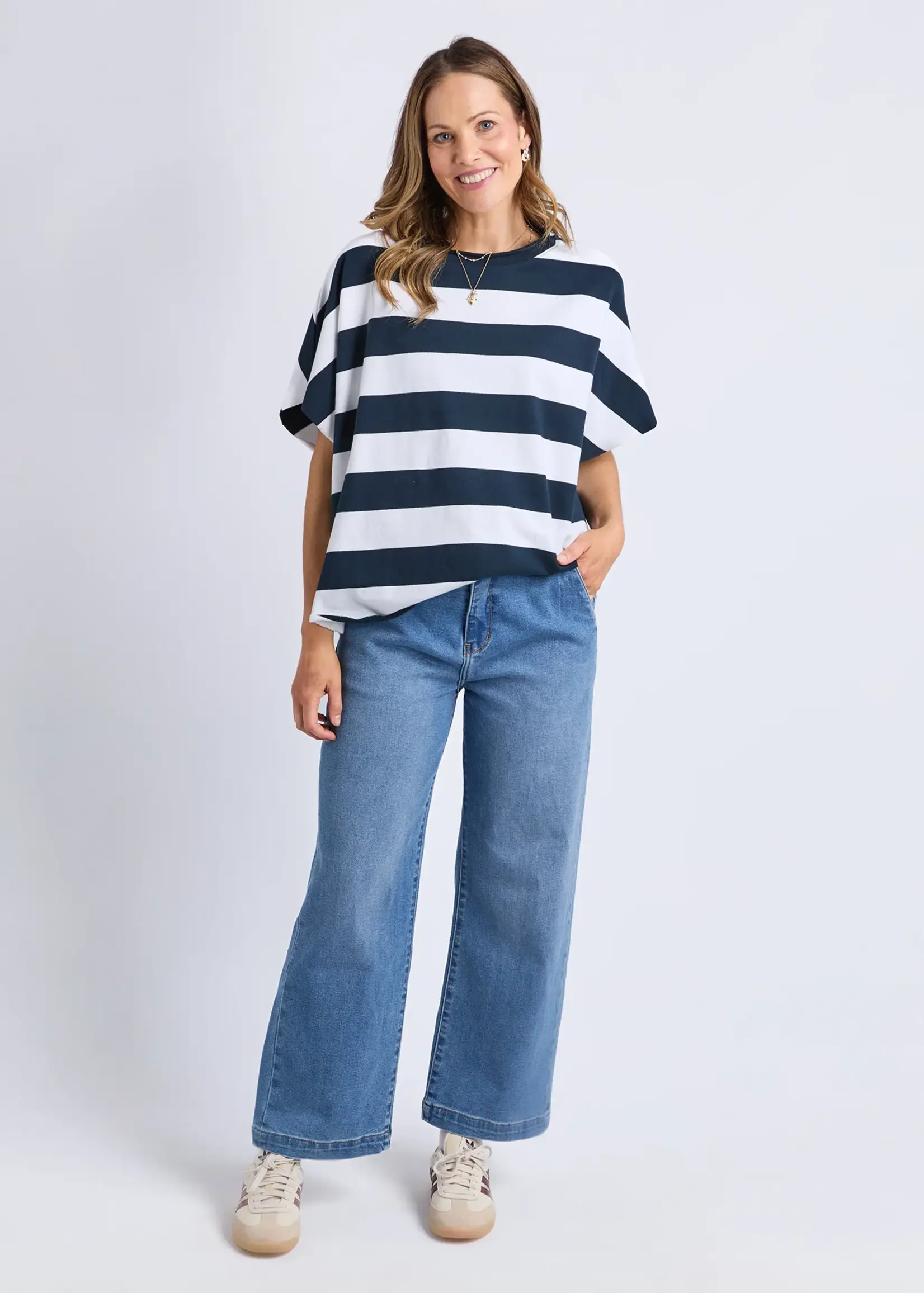 Elm Lifestyle Gab Sweat - Navy/White Stripe