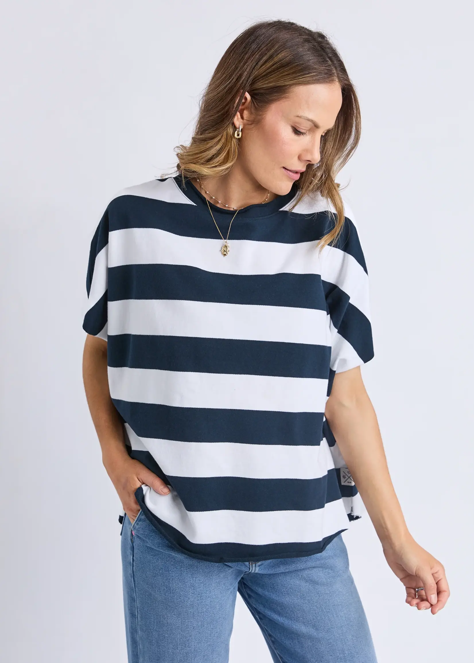 Elm Lifestyle Gab Sweat - Navy/White Stripe