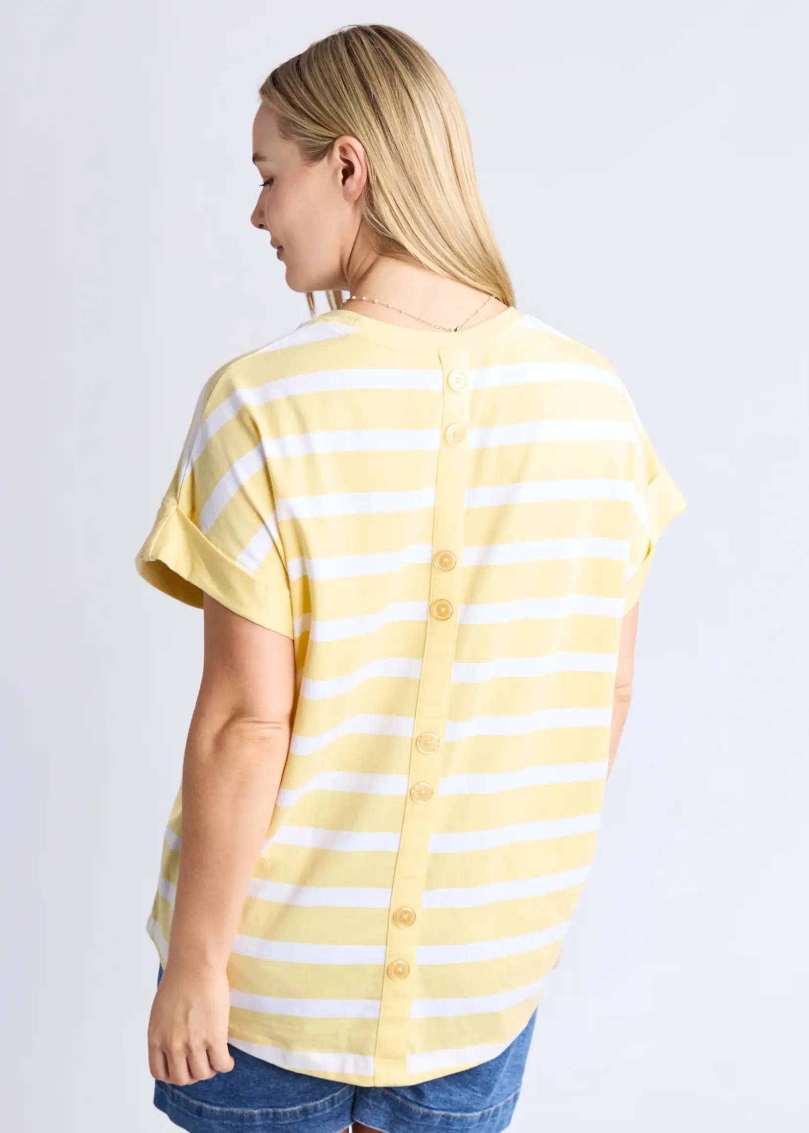 Maddison Tee - Banana & White Stripe