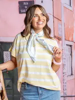 Maddison Tee - Banana & White Stripe