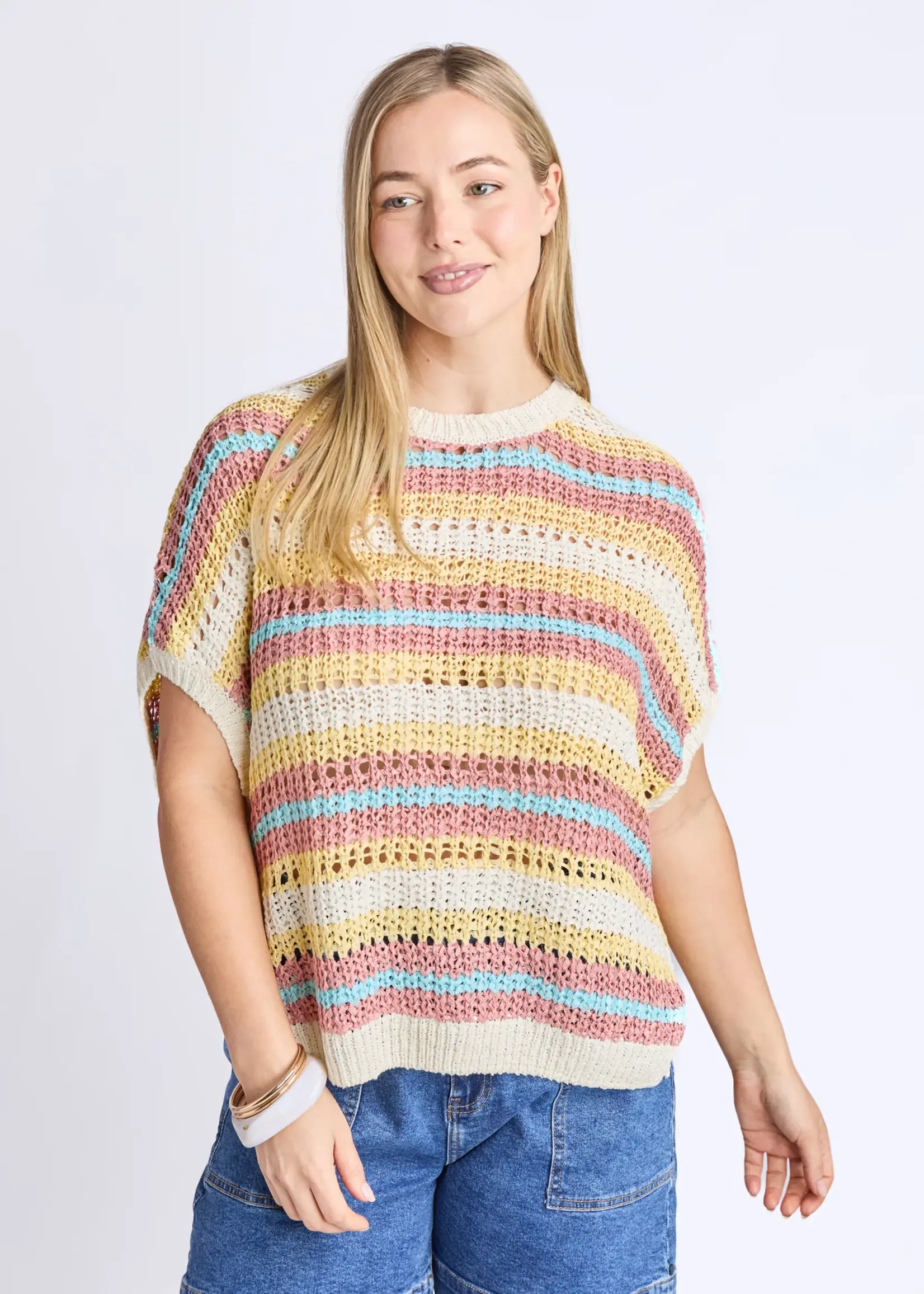 Elm Lifestyle Striped Knit Top - Blue Stripe
