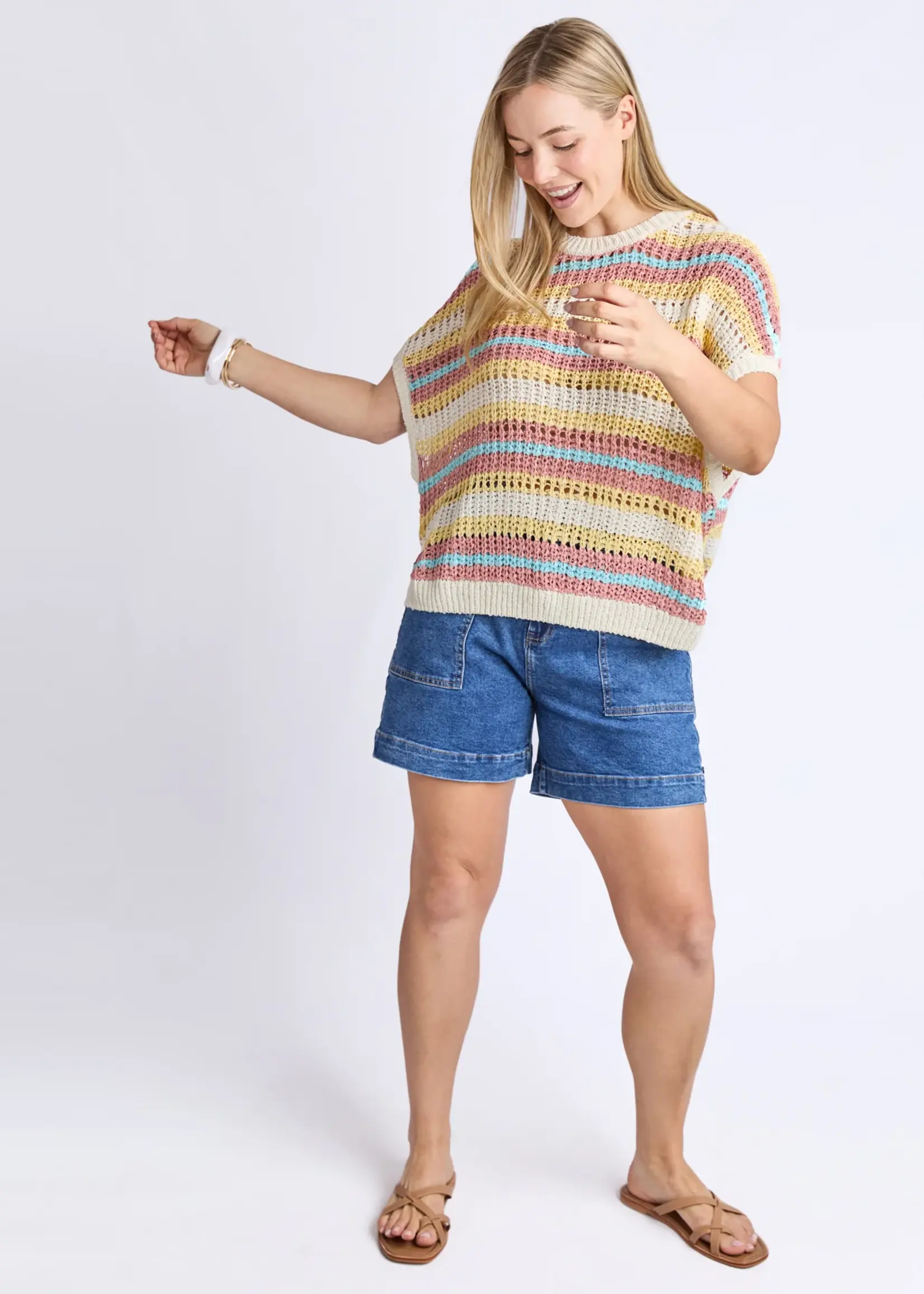 Elm Lifestyle Striped Knit Top - Blue Stripe
