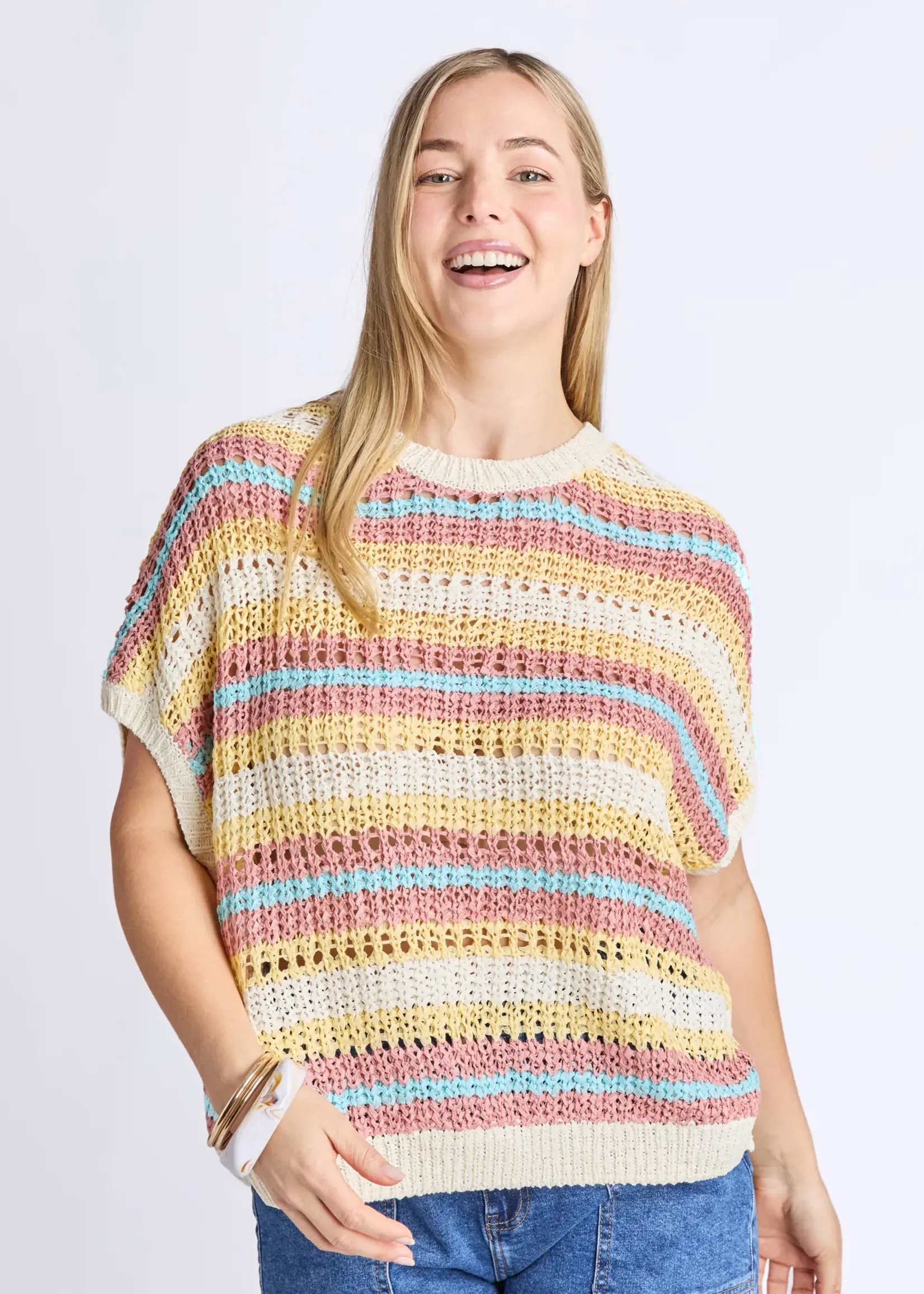 Elm Lifestyle Striped Knit Top - Blue Stripe
