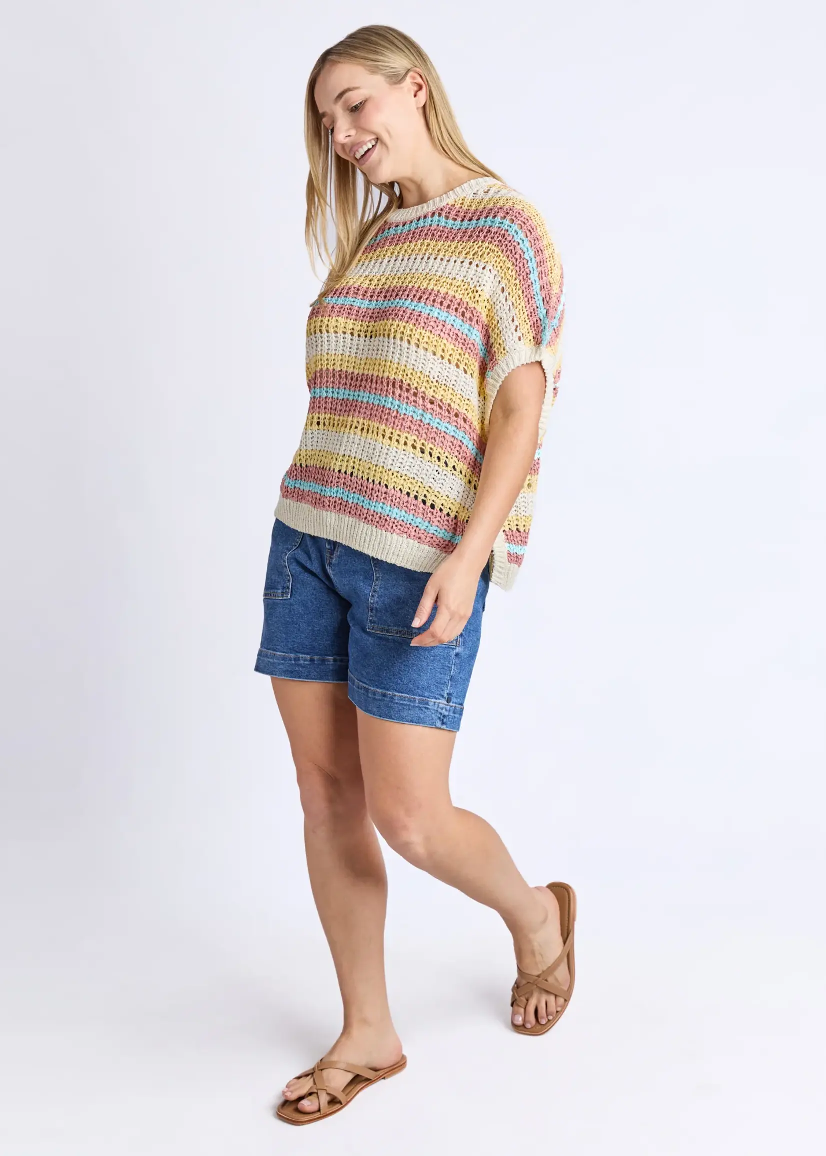 Elm Lifestyle Striped Knit Top - Blue Stripe