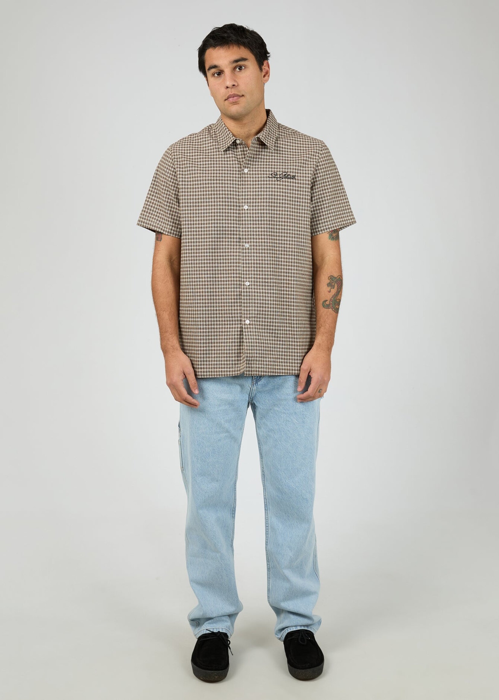 Steps Check SS Shirt - Brown