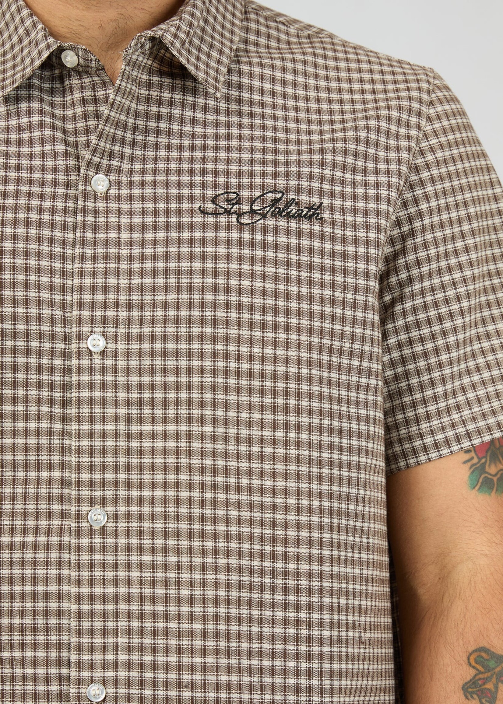 St Goliath Steps Check SS Shirt - Brown