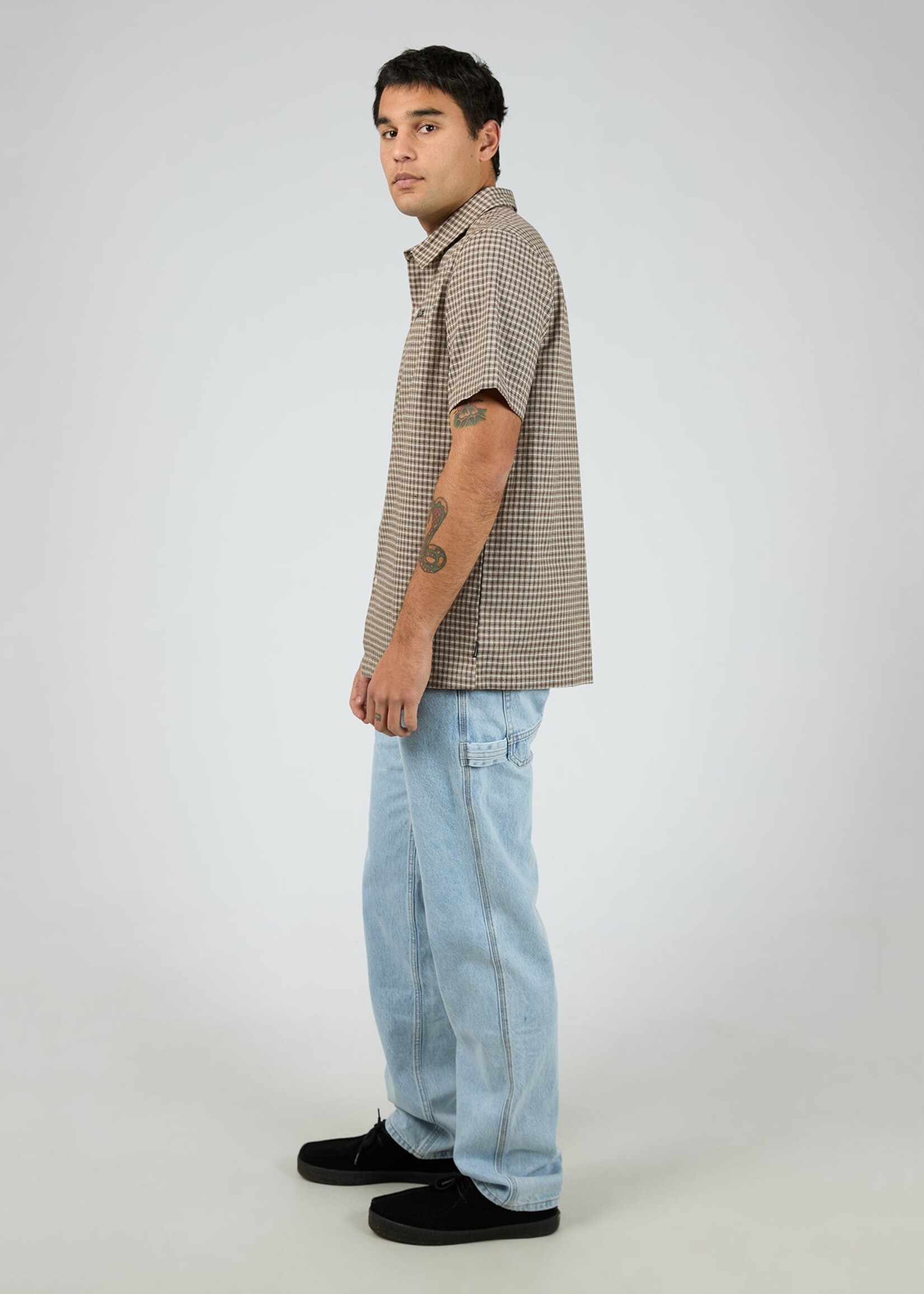 Steps Check SS Shirt - Brown