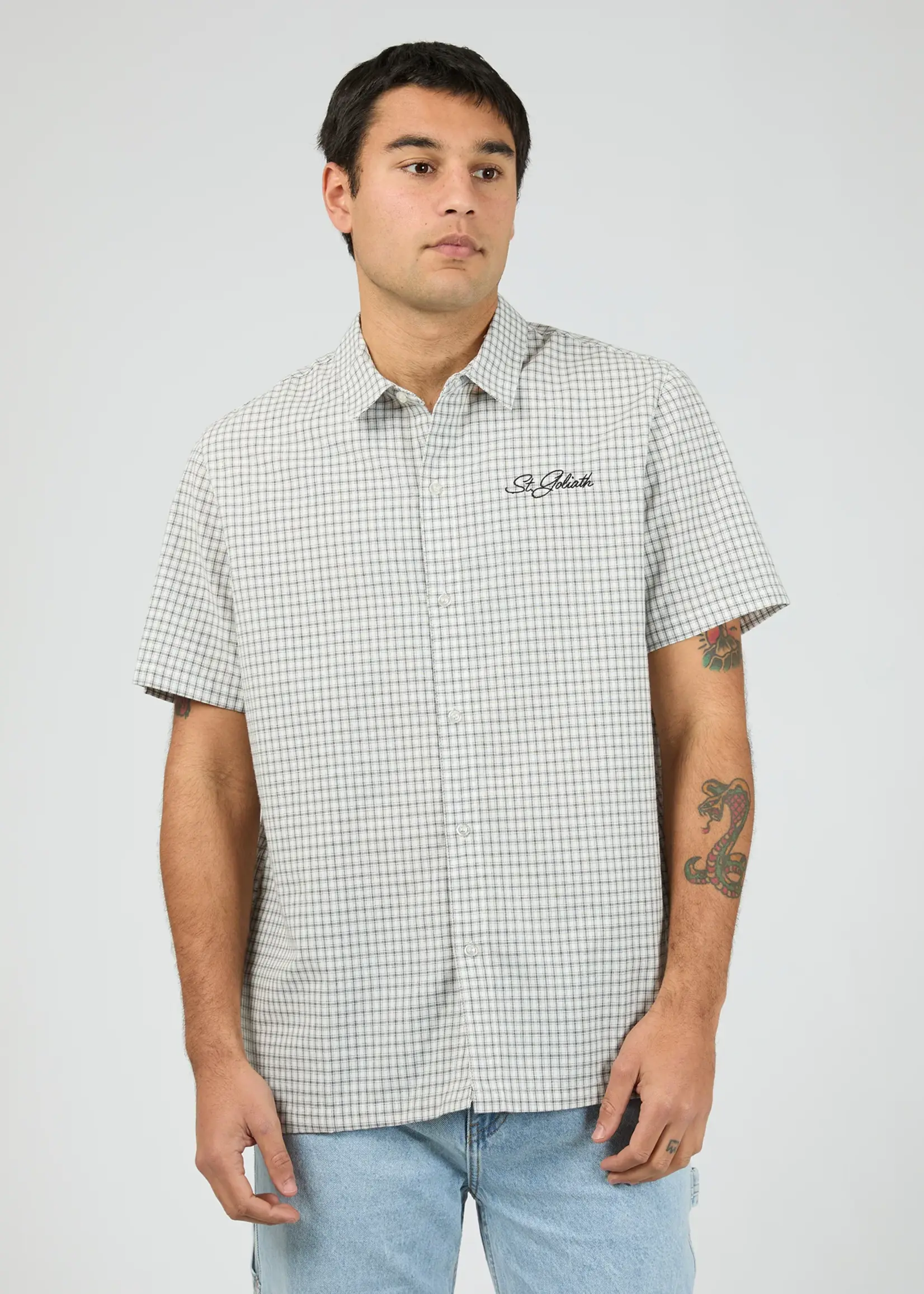 St Goliath Steps Check SS Shirt - White