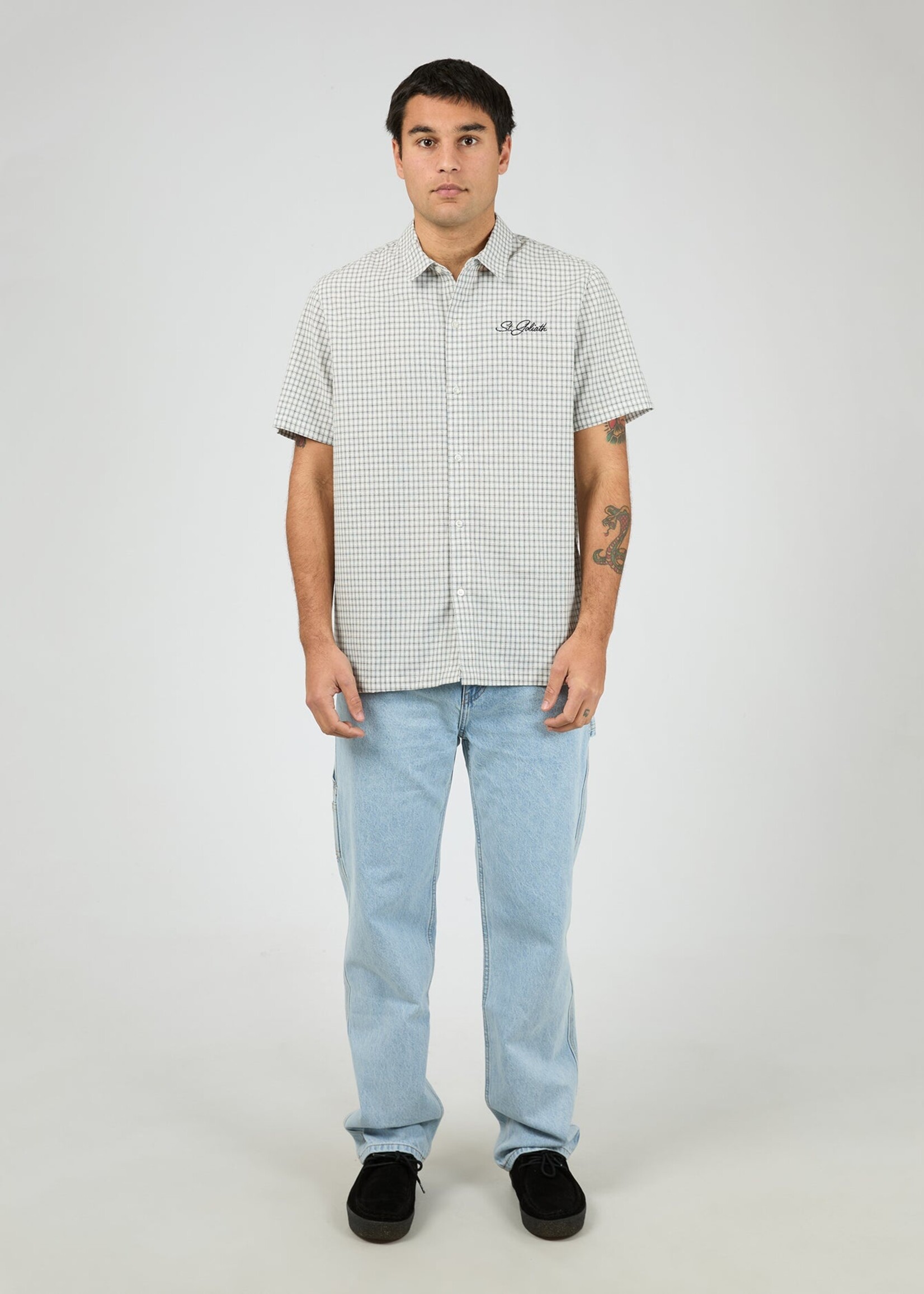 St Goliath Steps Check SS Shirt - White