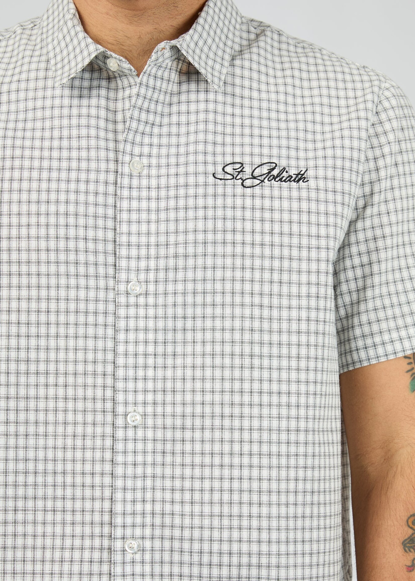 St Goliath Steps Check SS Shirt - White