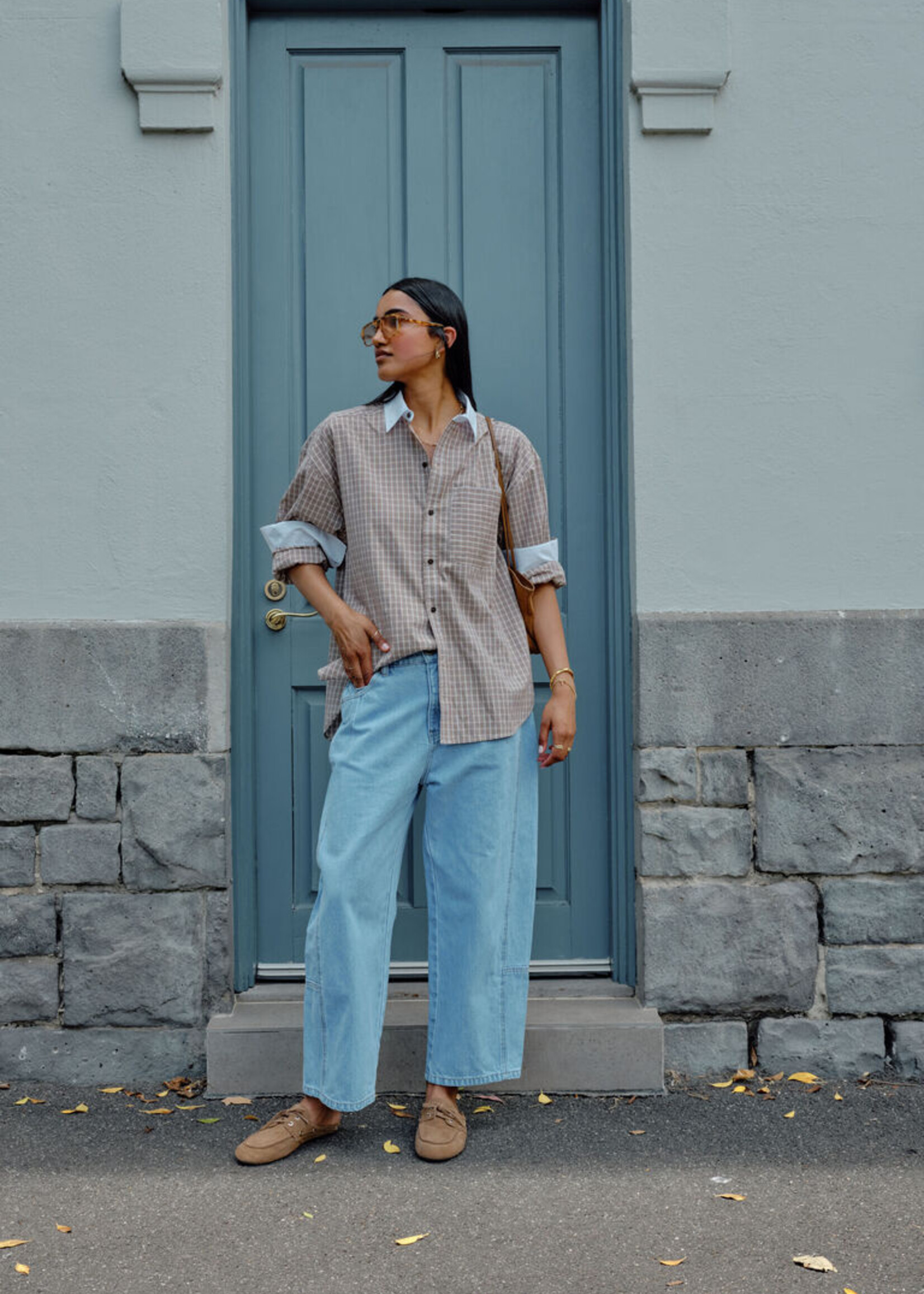 Ceres Life Peta Oversized Shirt - Toffee Check