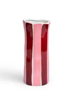 Noss and Co Small Vase - Burgundy and Pink Stripe