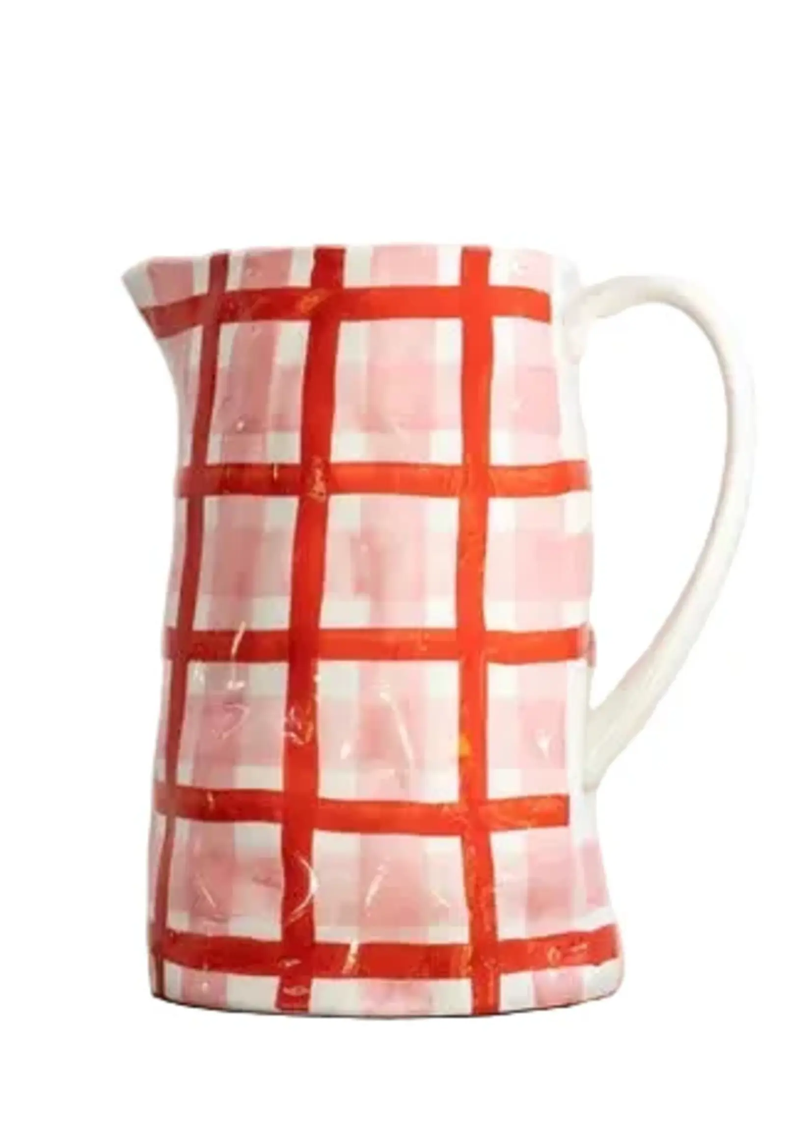 Medium Jug - Rose Pink & Red Gingham