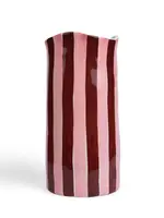 Noss and Co Large Vase - Burgundy and Pink Stripe