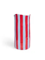 Large Vase - Cornflower Blue and Red Stripe