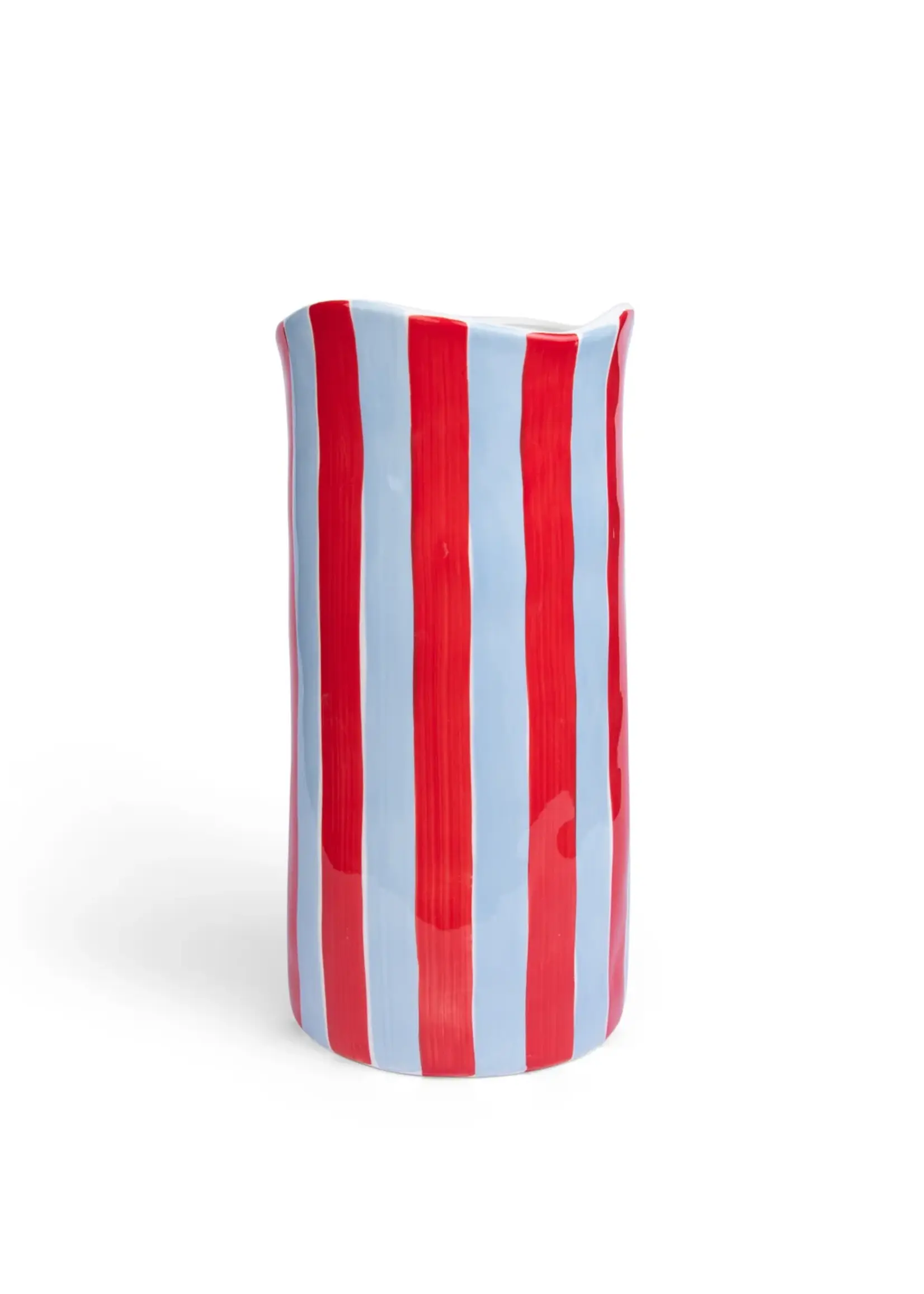 Noss and Co Large Vase - Cornflower Blue and Red Stripe
