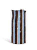 Noss and Co Large Vase - Cornflower Blue & Brown Stripe